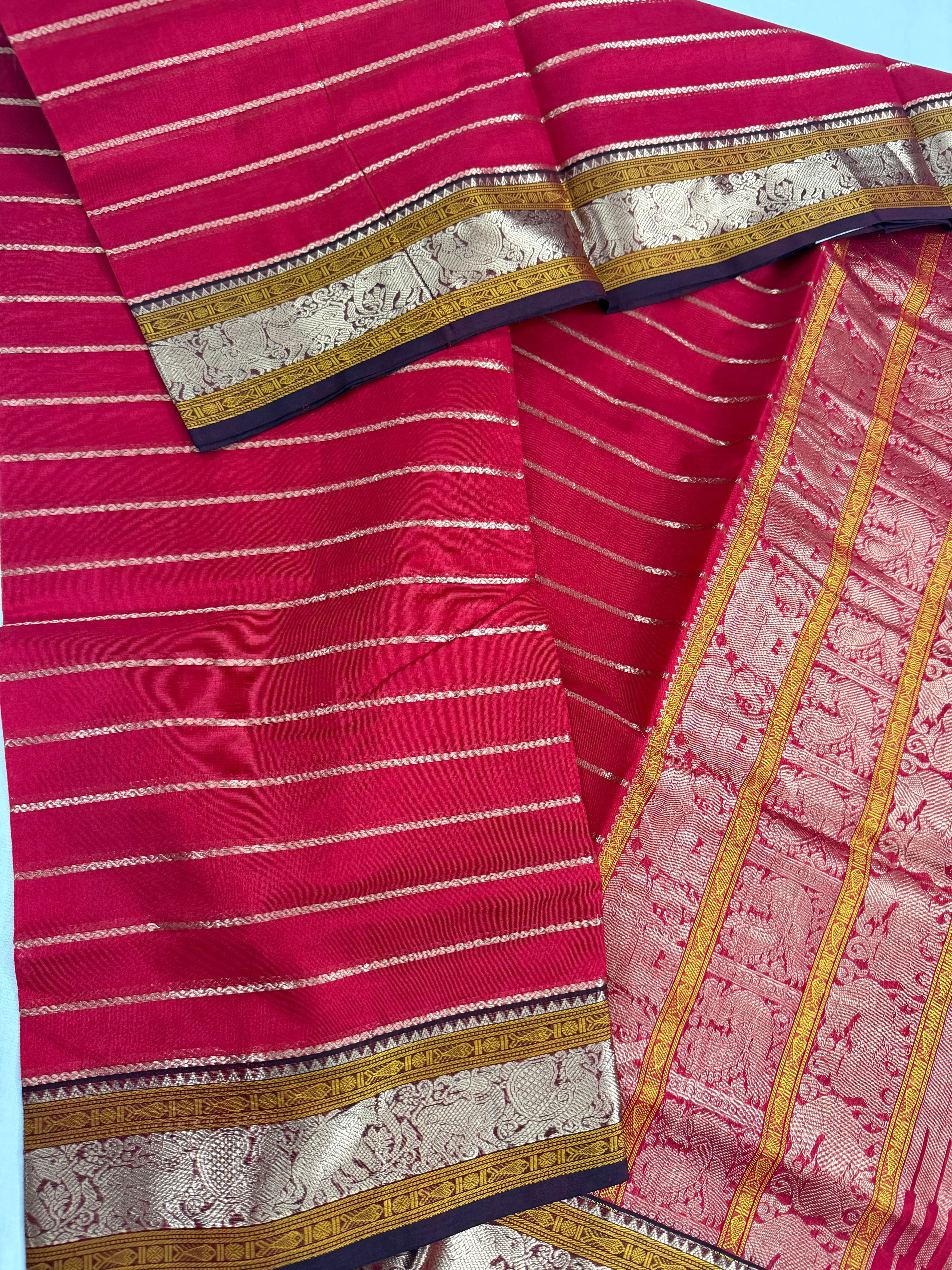 Handwoven Silk Cotton with Zari motifs