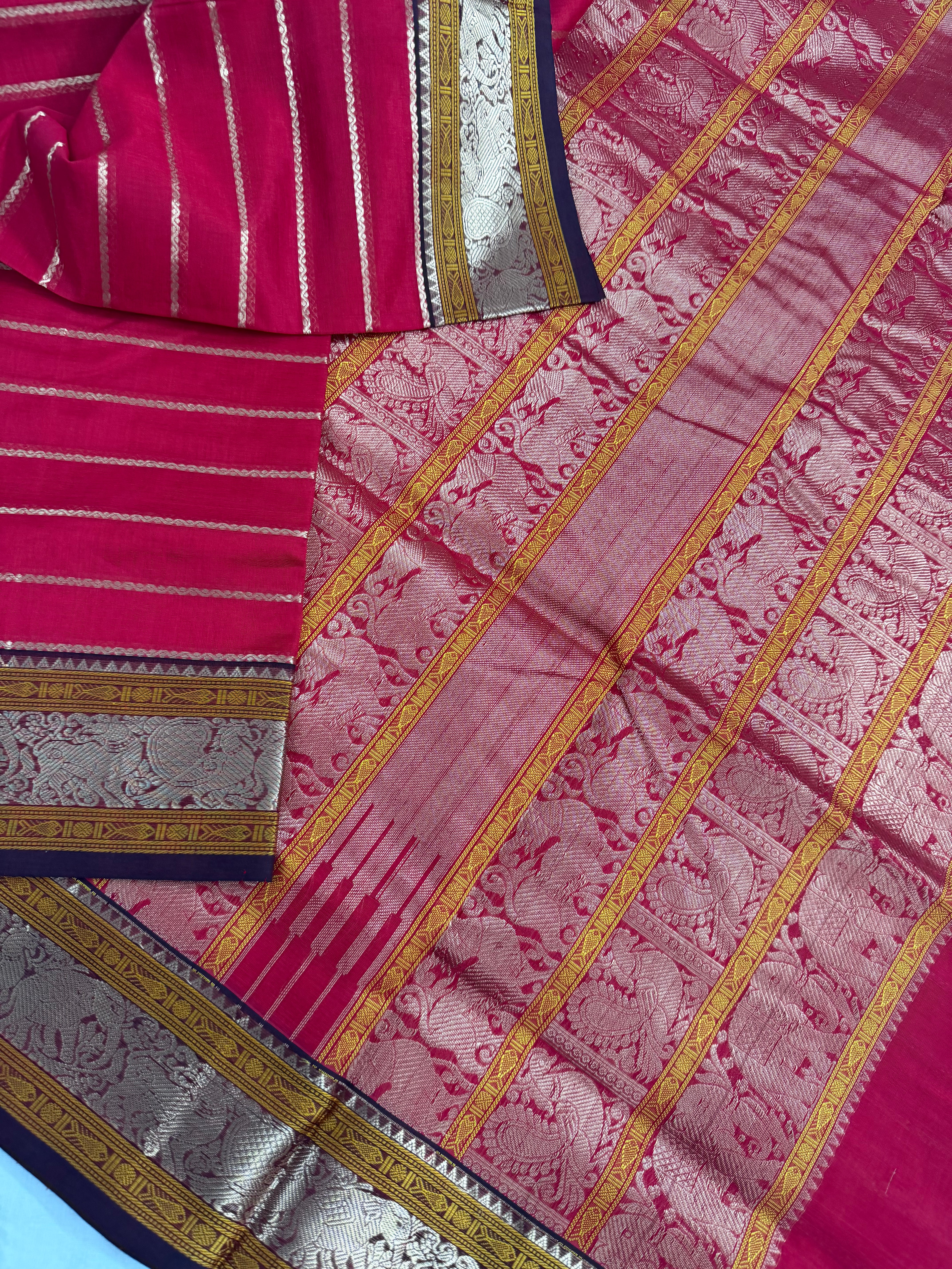 Handwoven Silk Cotton with Zari motifs