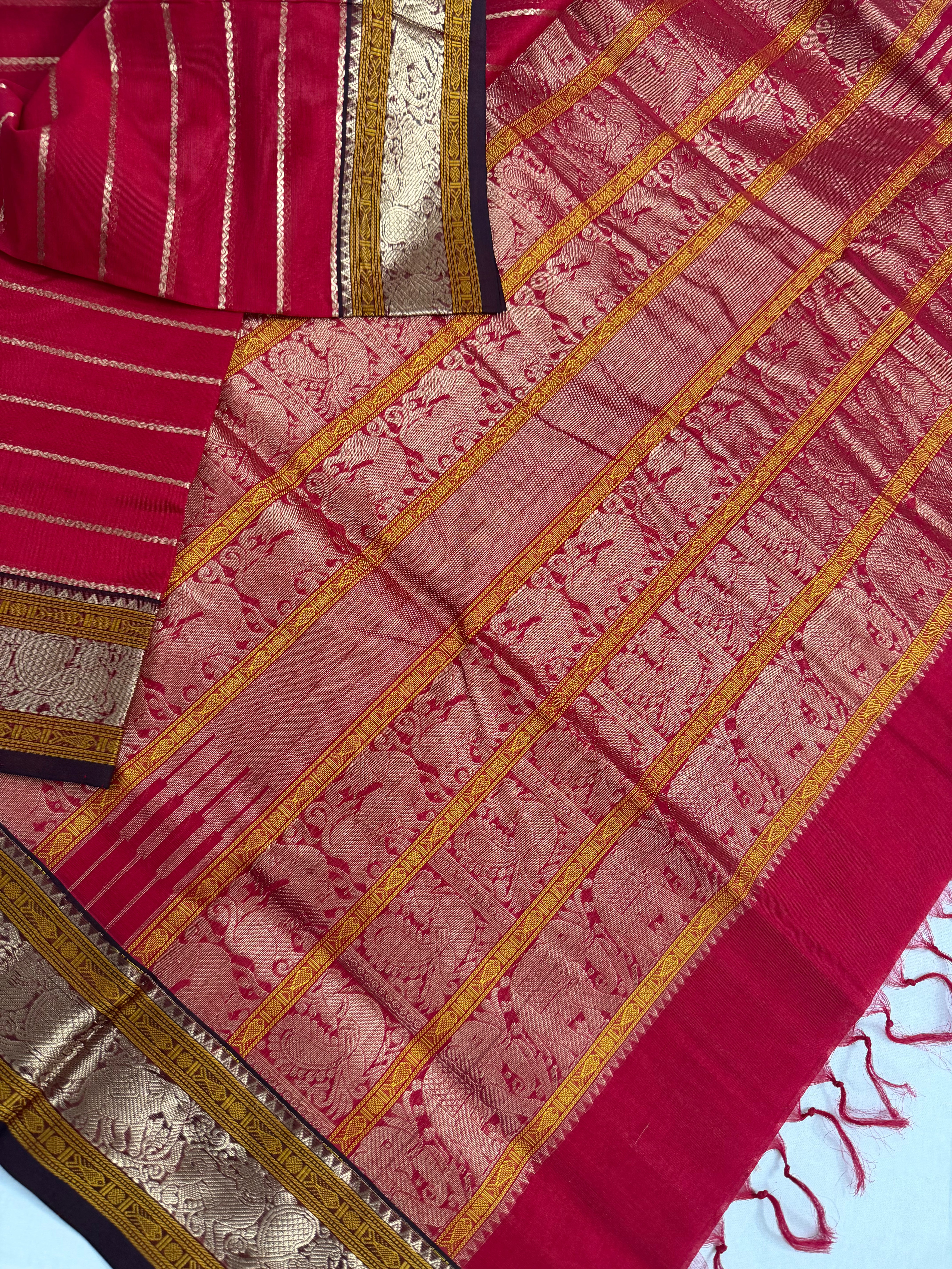 Handwoven Silk Cotton with Zari motifs