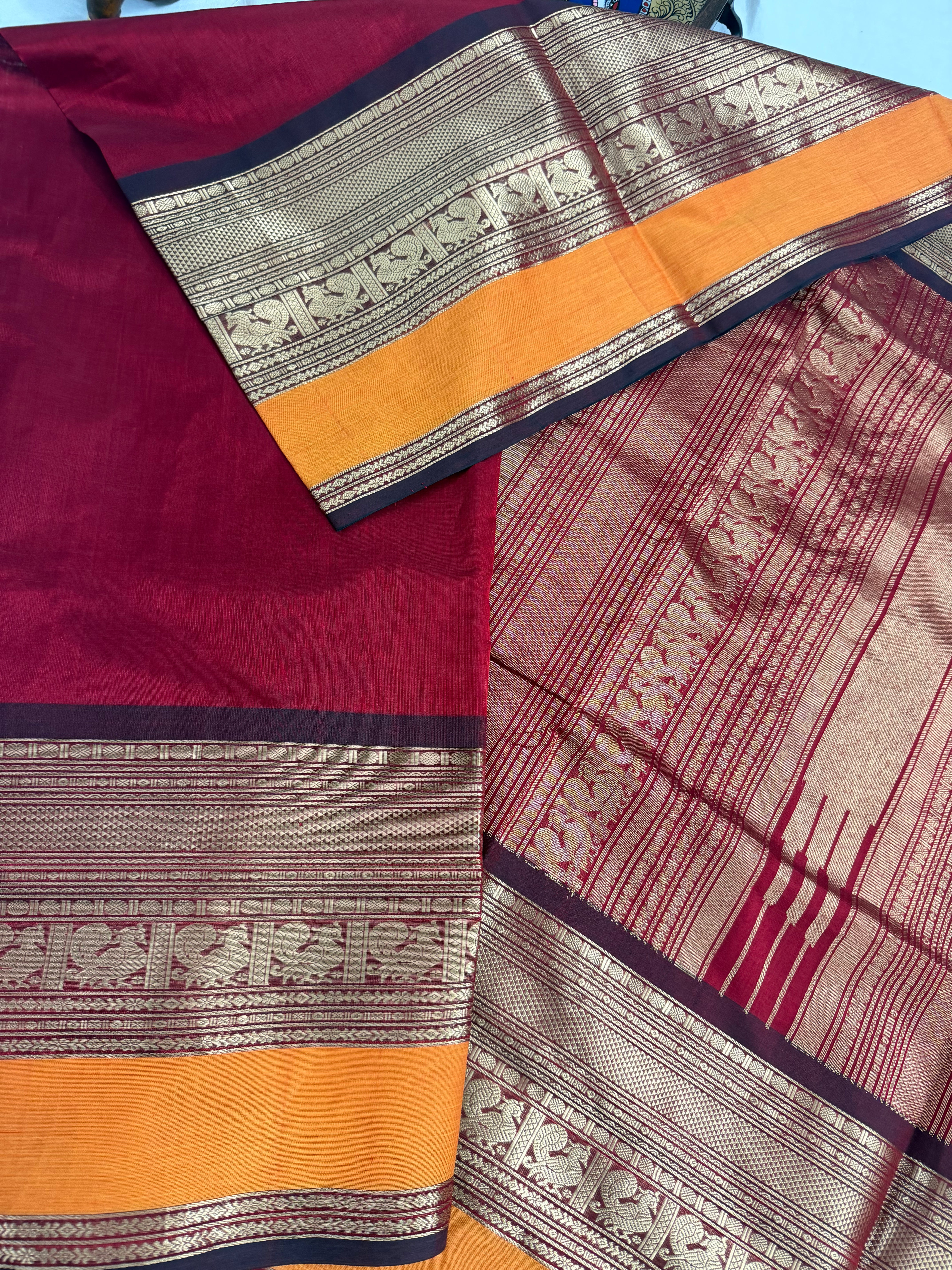 Handwoven Silk Cotton with Zari motifs