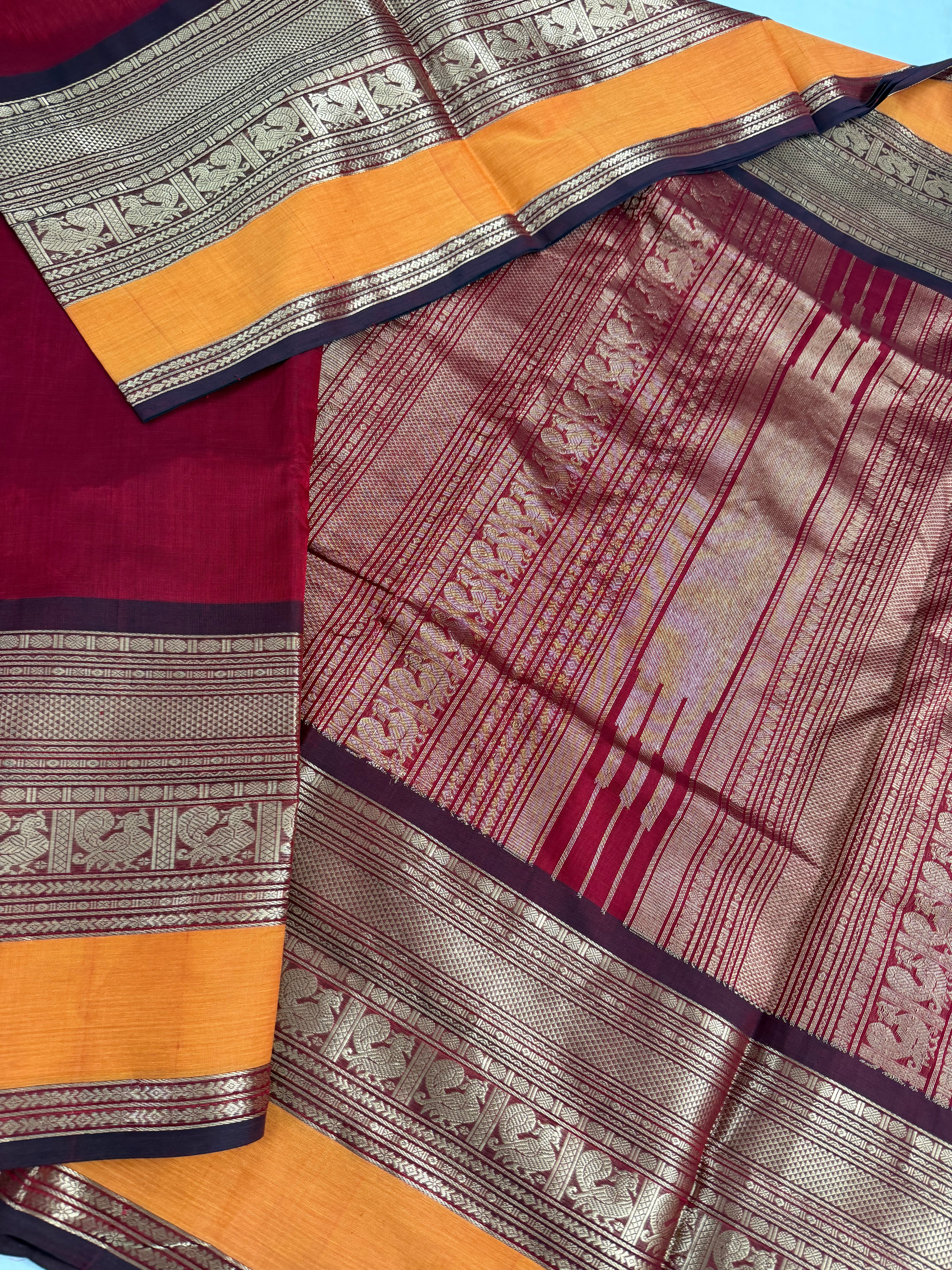 Handwoven Silk Cotton with Zari motifs