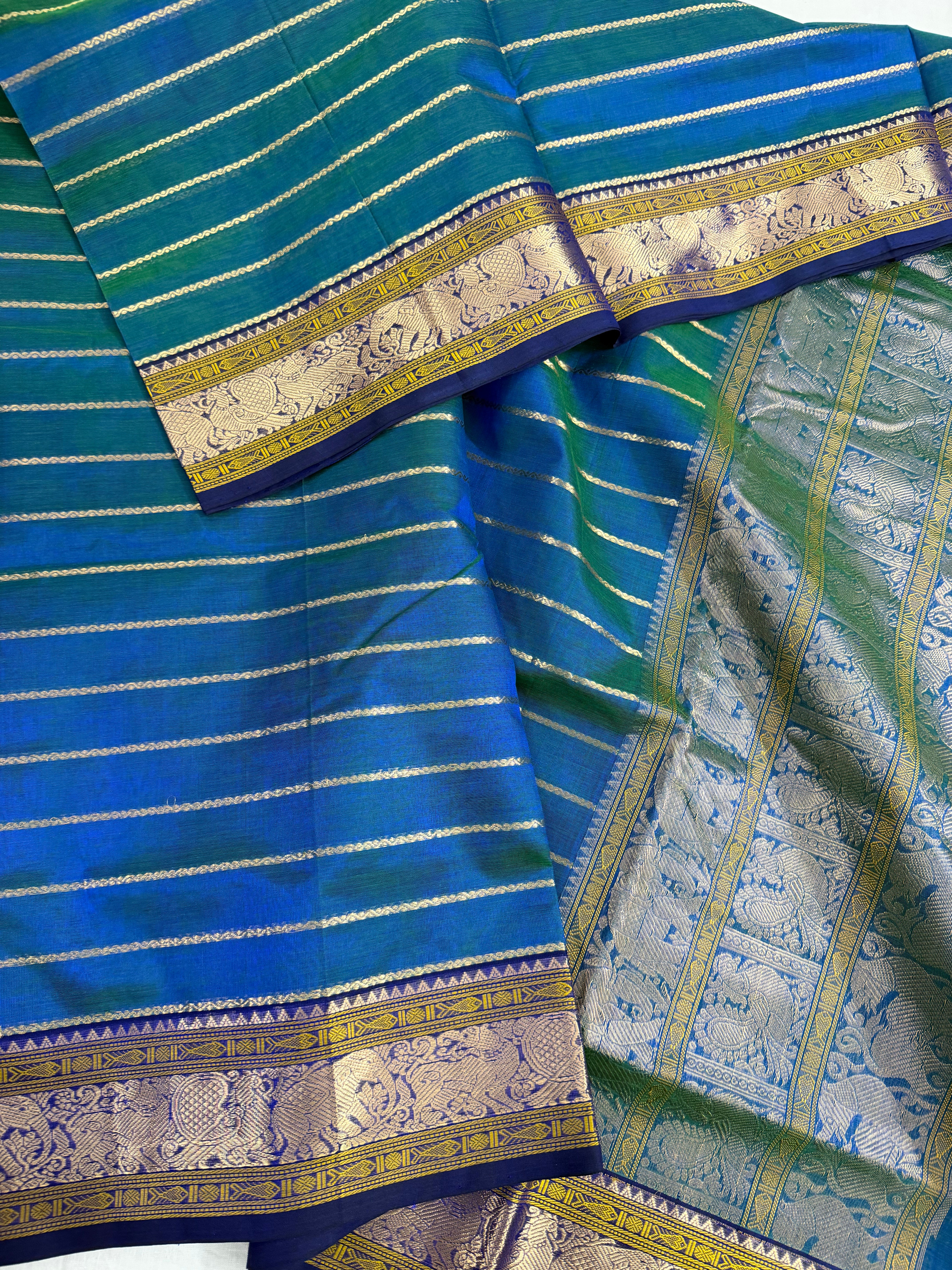 Handwoven Silk Cotton with Zari motifs