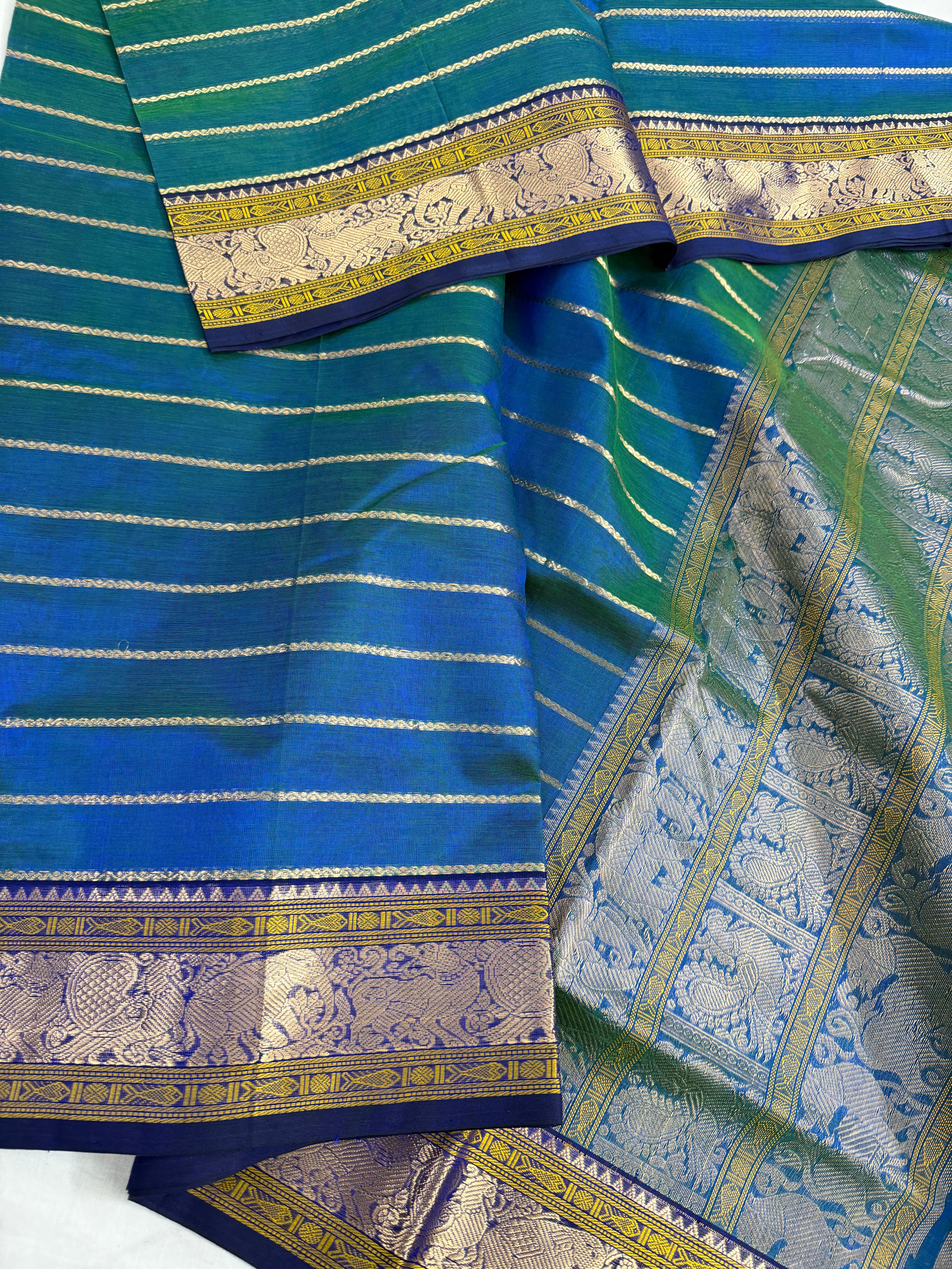 Handwoven Silk Cotton with Zari motifs