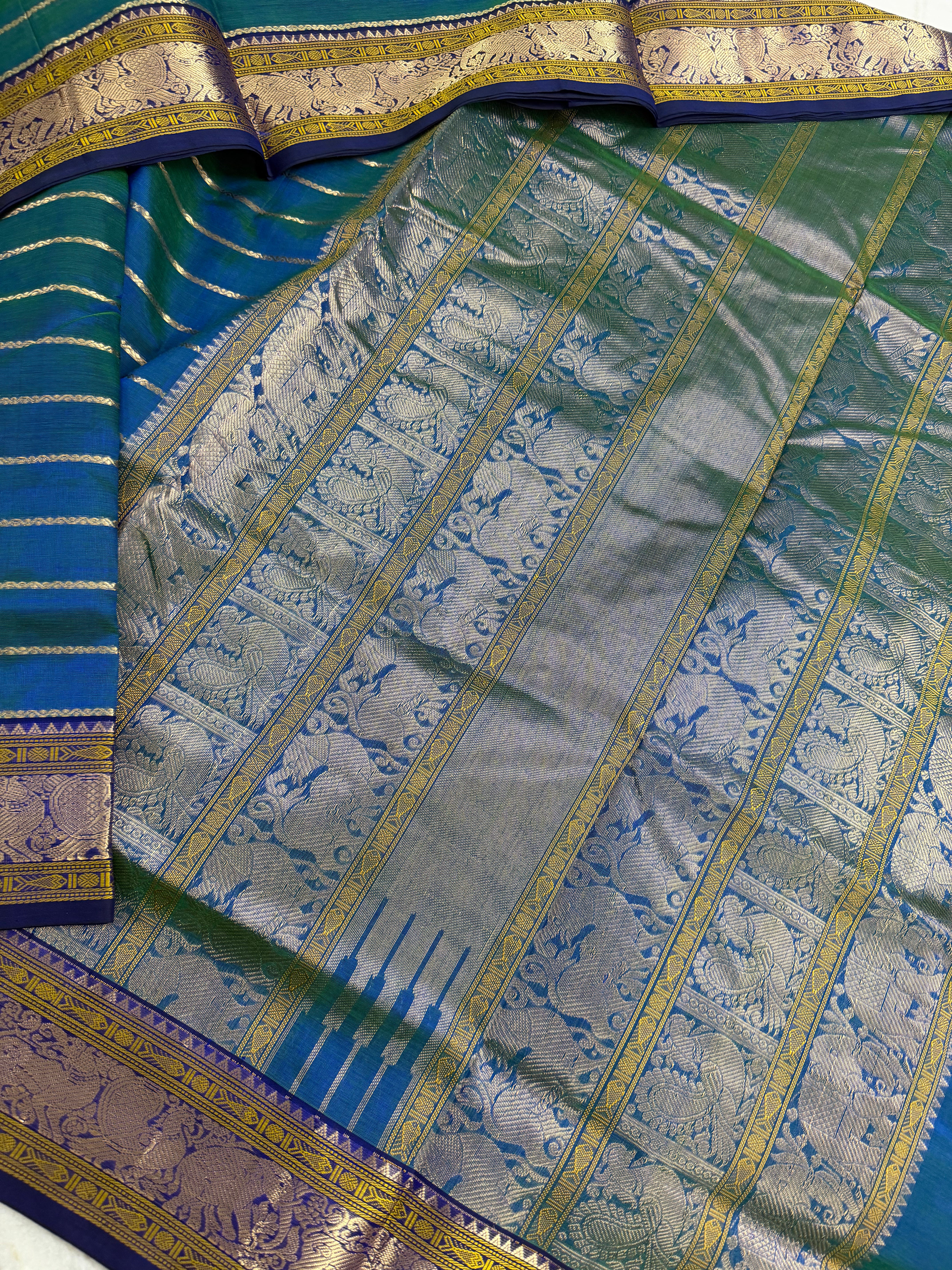Handwoven Silk Cotton with Zari motifs
