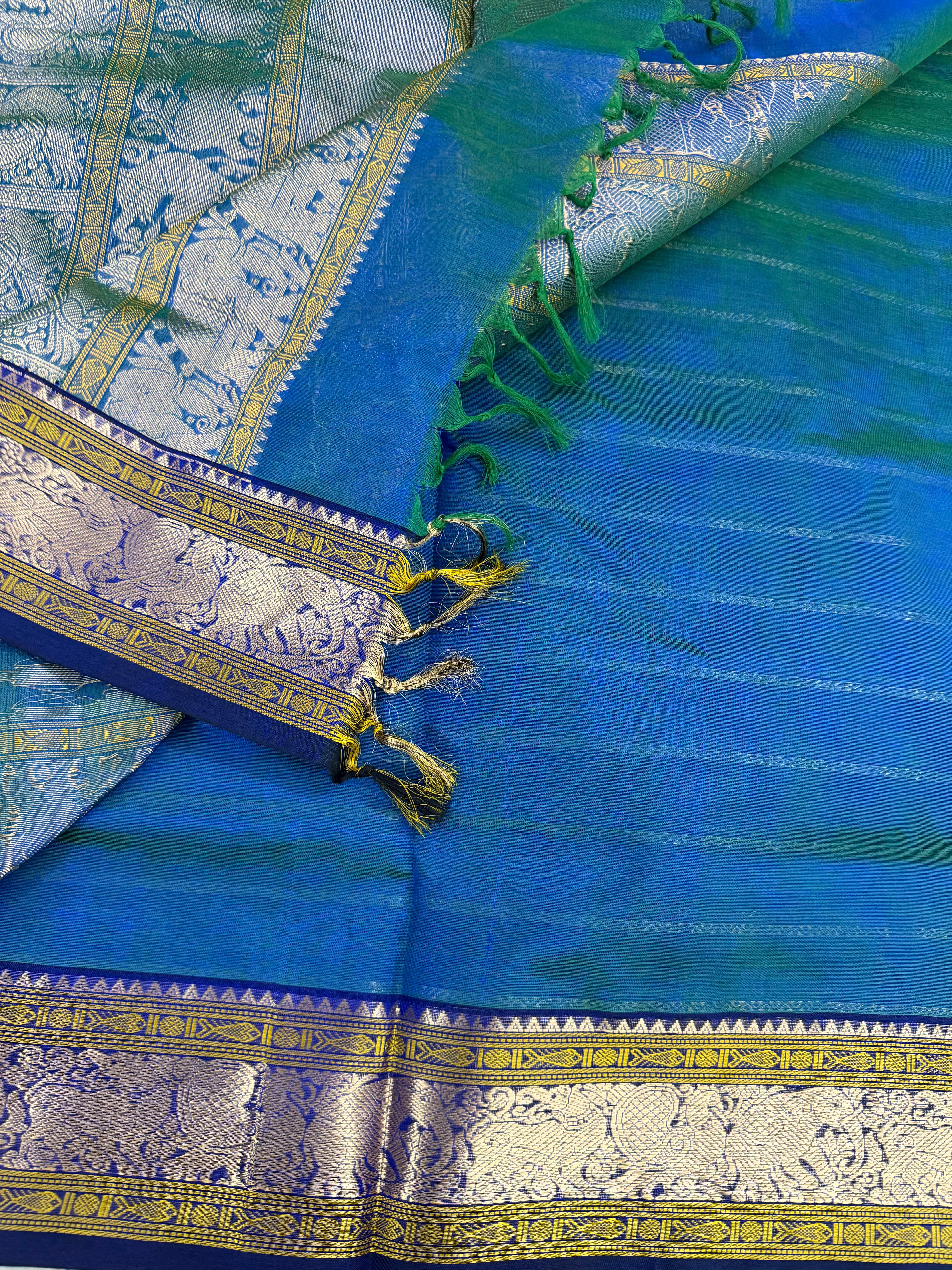 Handwoven Silk Cotton with Zari motifs