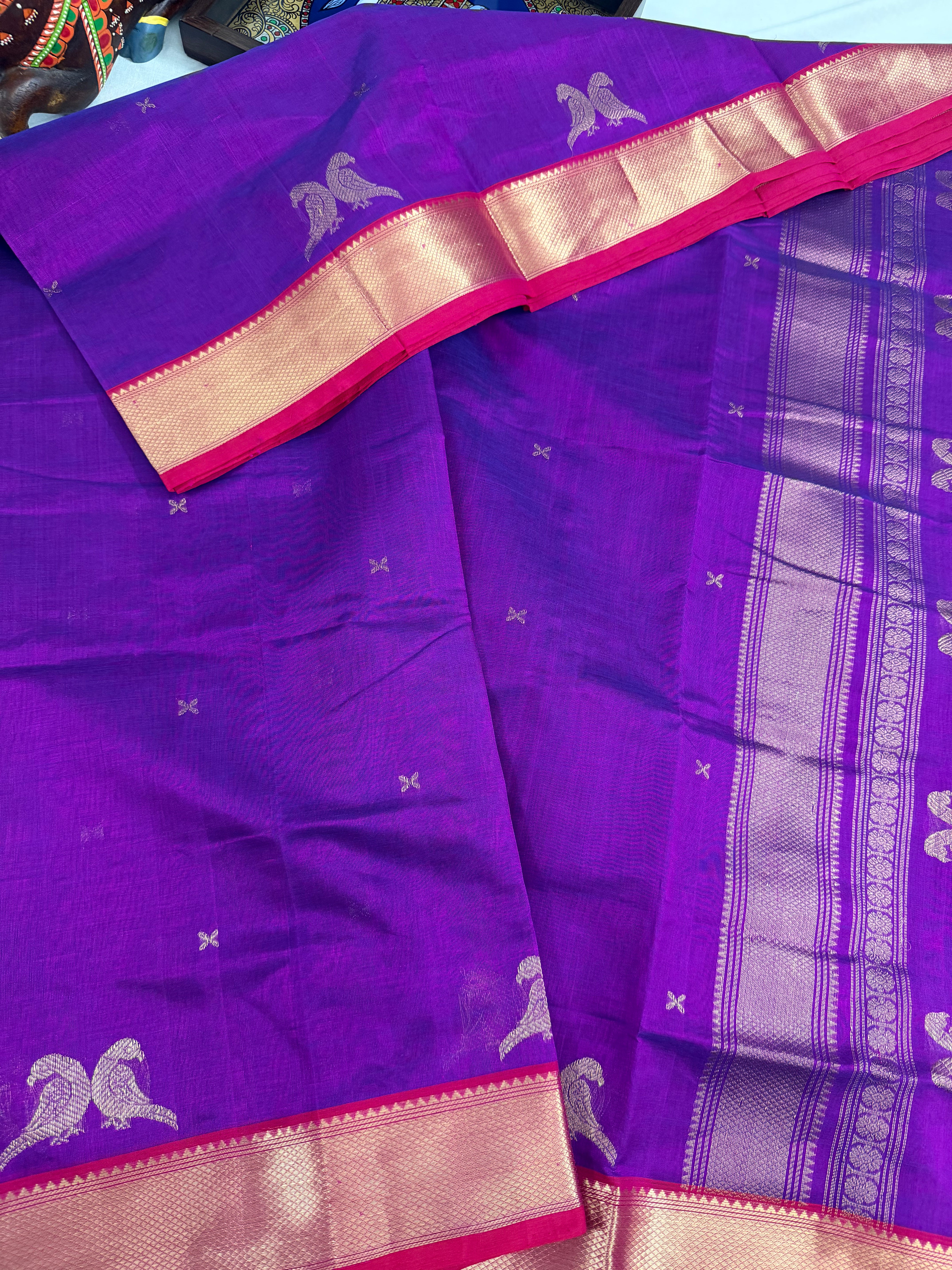 Handwoven Silk Cotton with Zari motifs