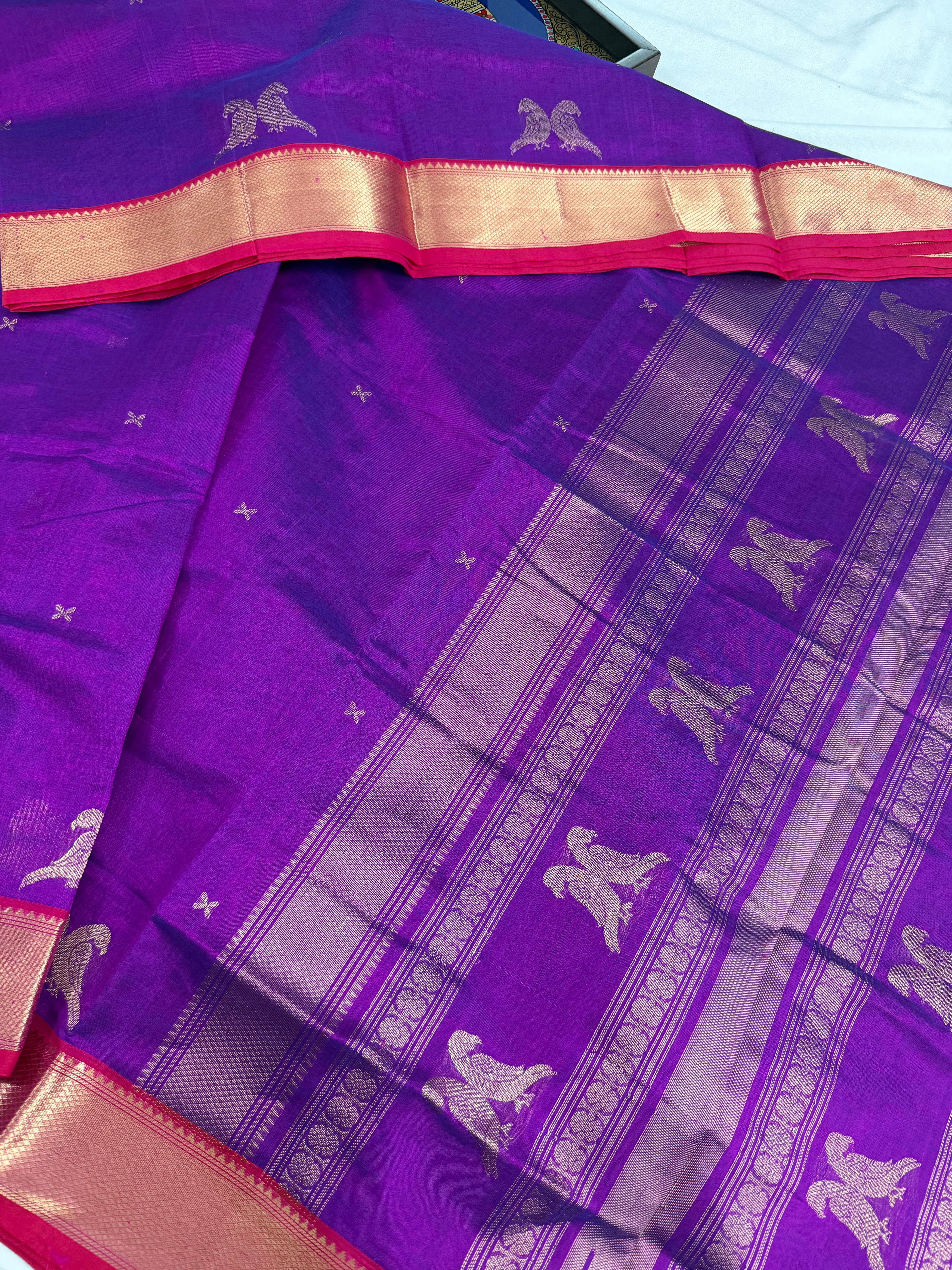Handwoven Silk Cotton with Zari motifs