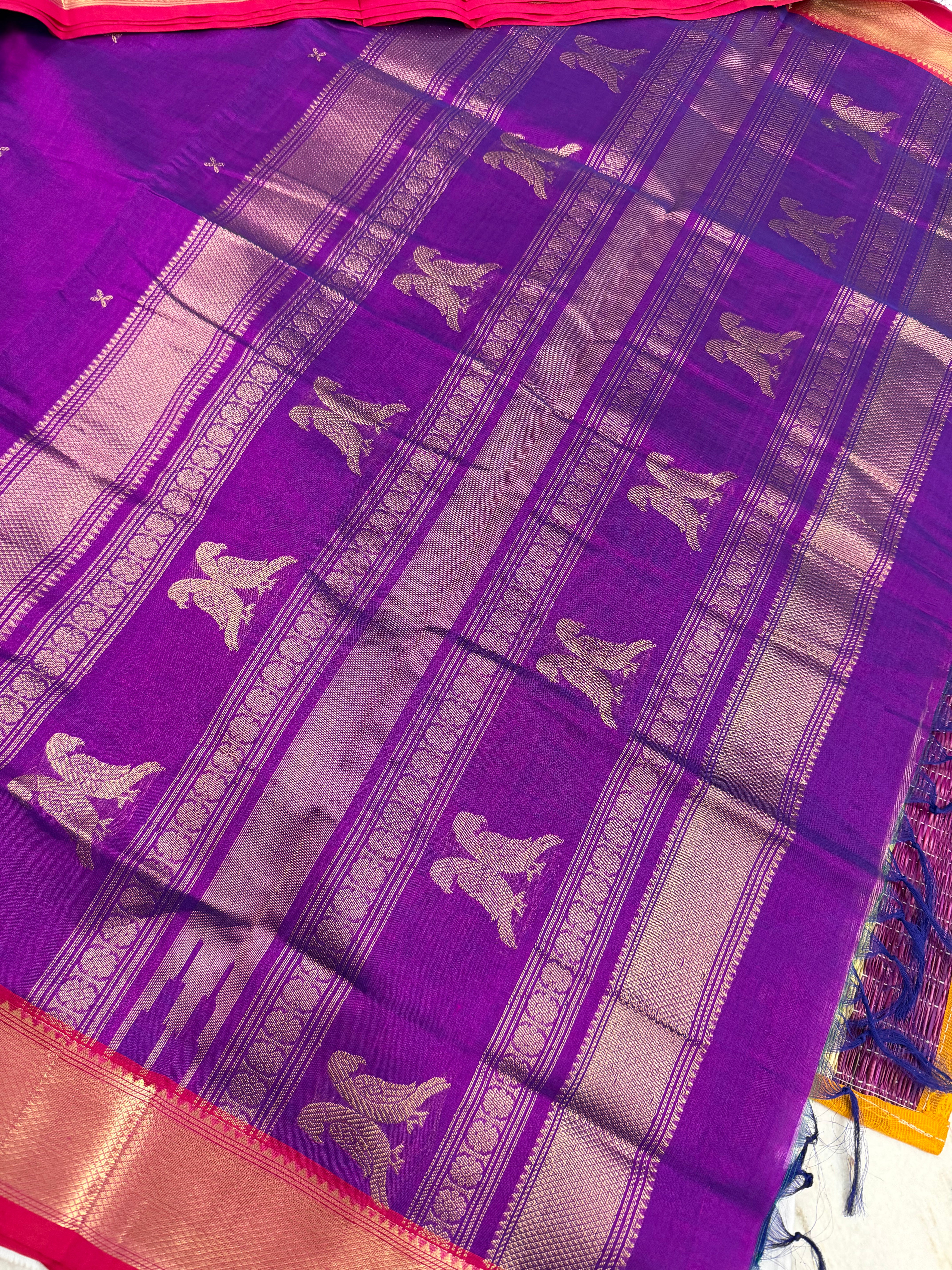 Handwoven Silk Cotton with Zari motifs