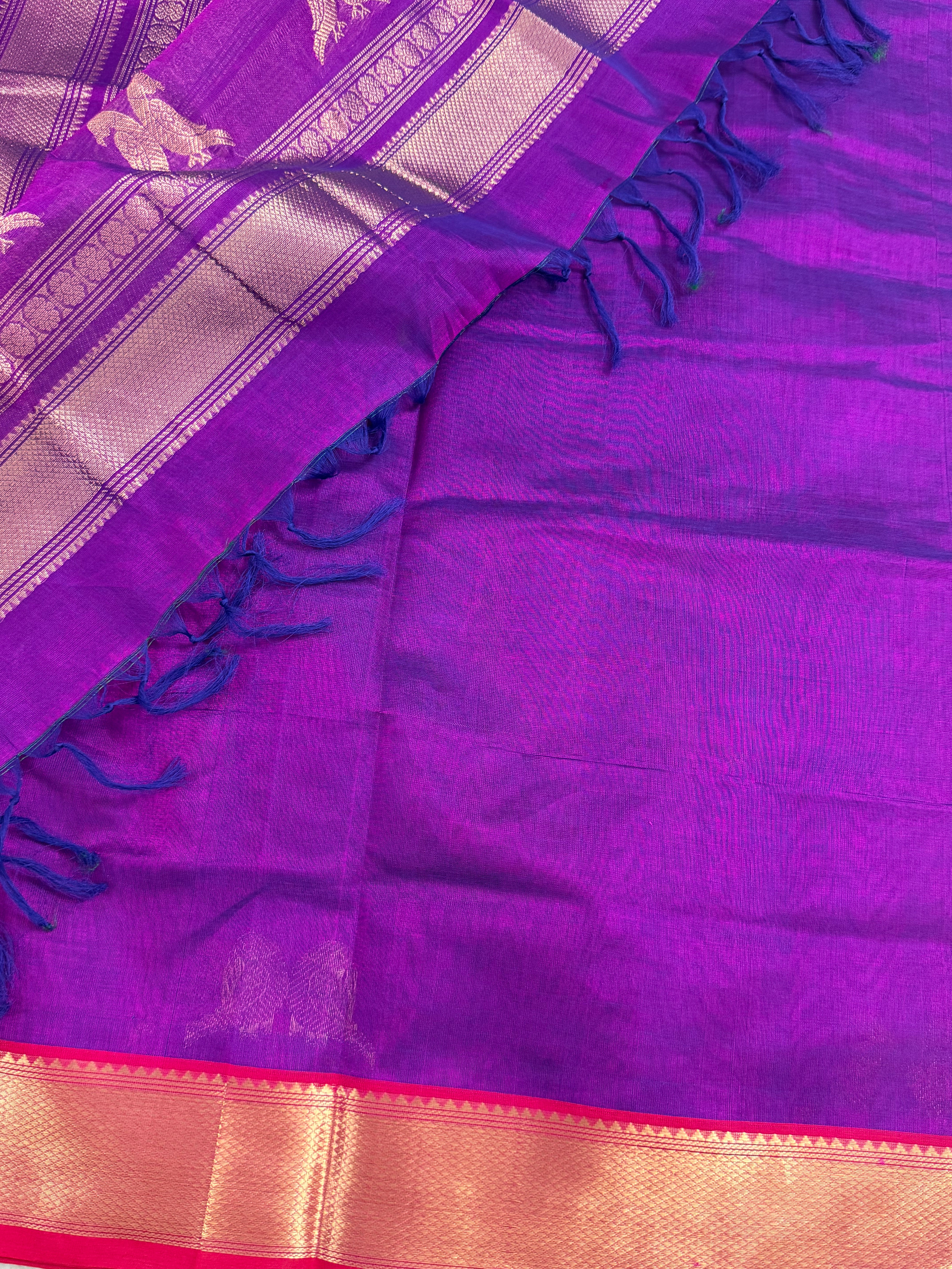 Handwoven Silk Cotton with Zari motifs