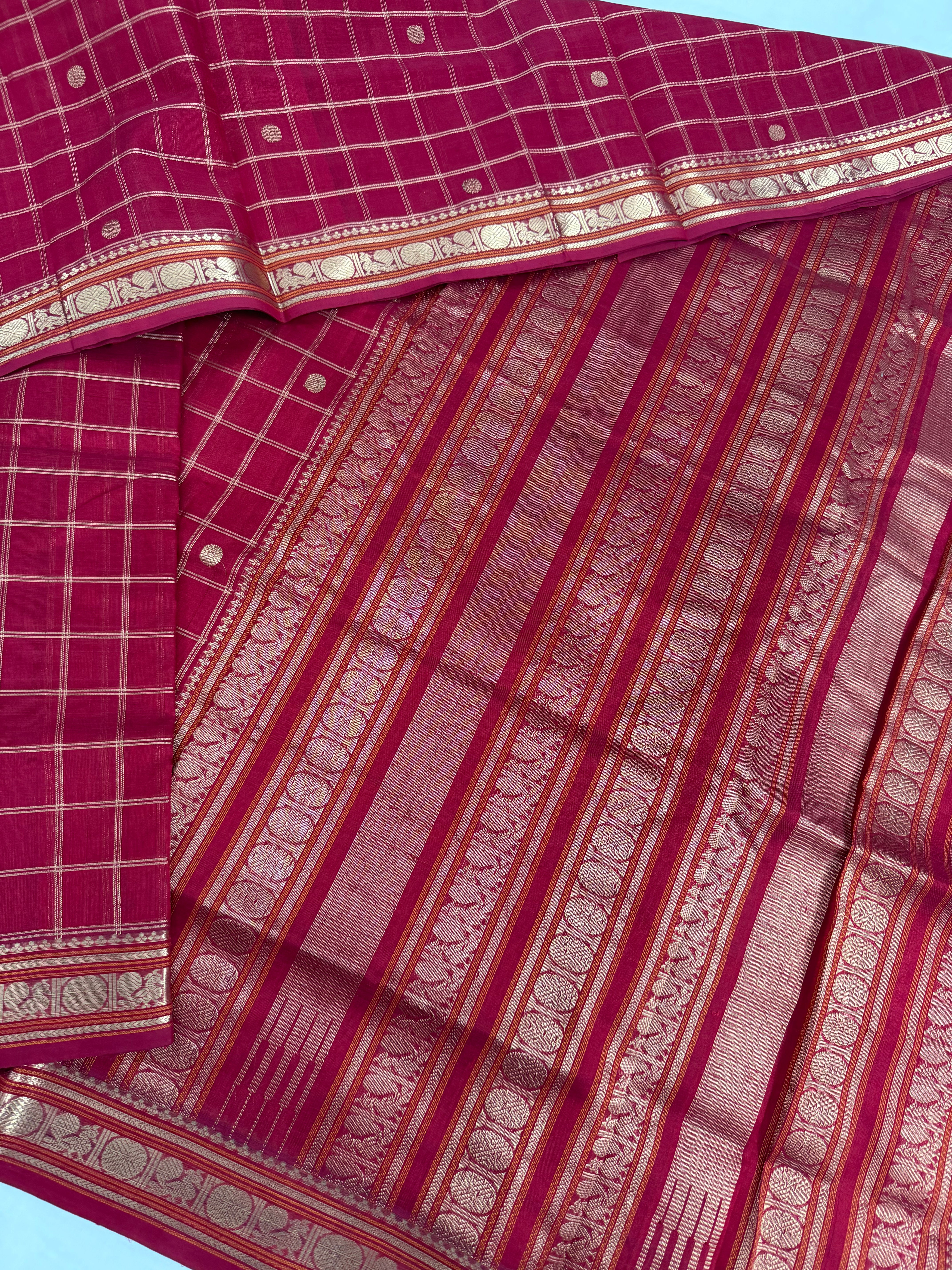 Handwoven Silk Cotton with Zari motifs