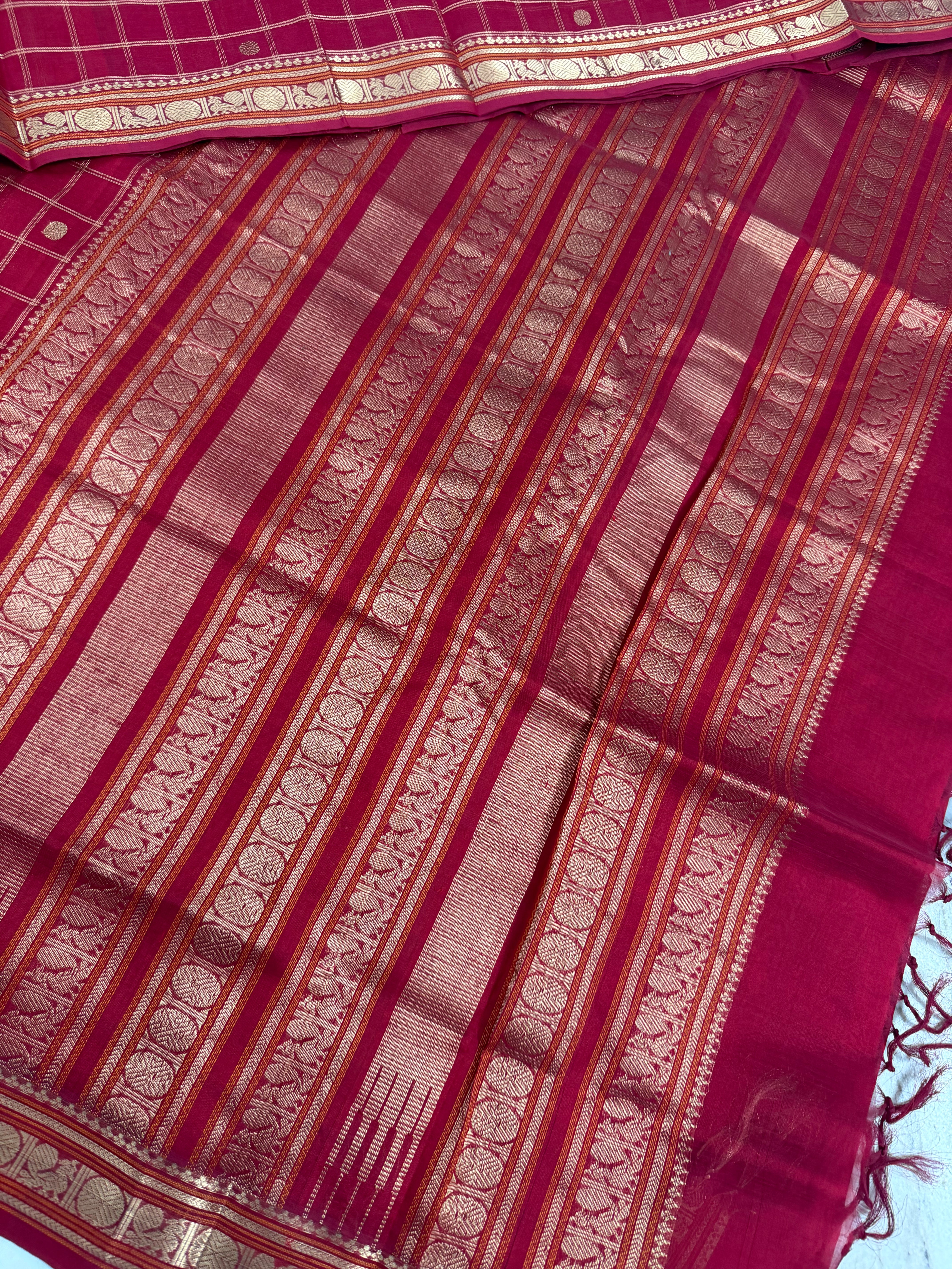 Handwoven Silk Cotton with Zari motifs