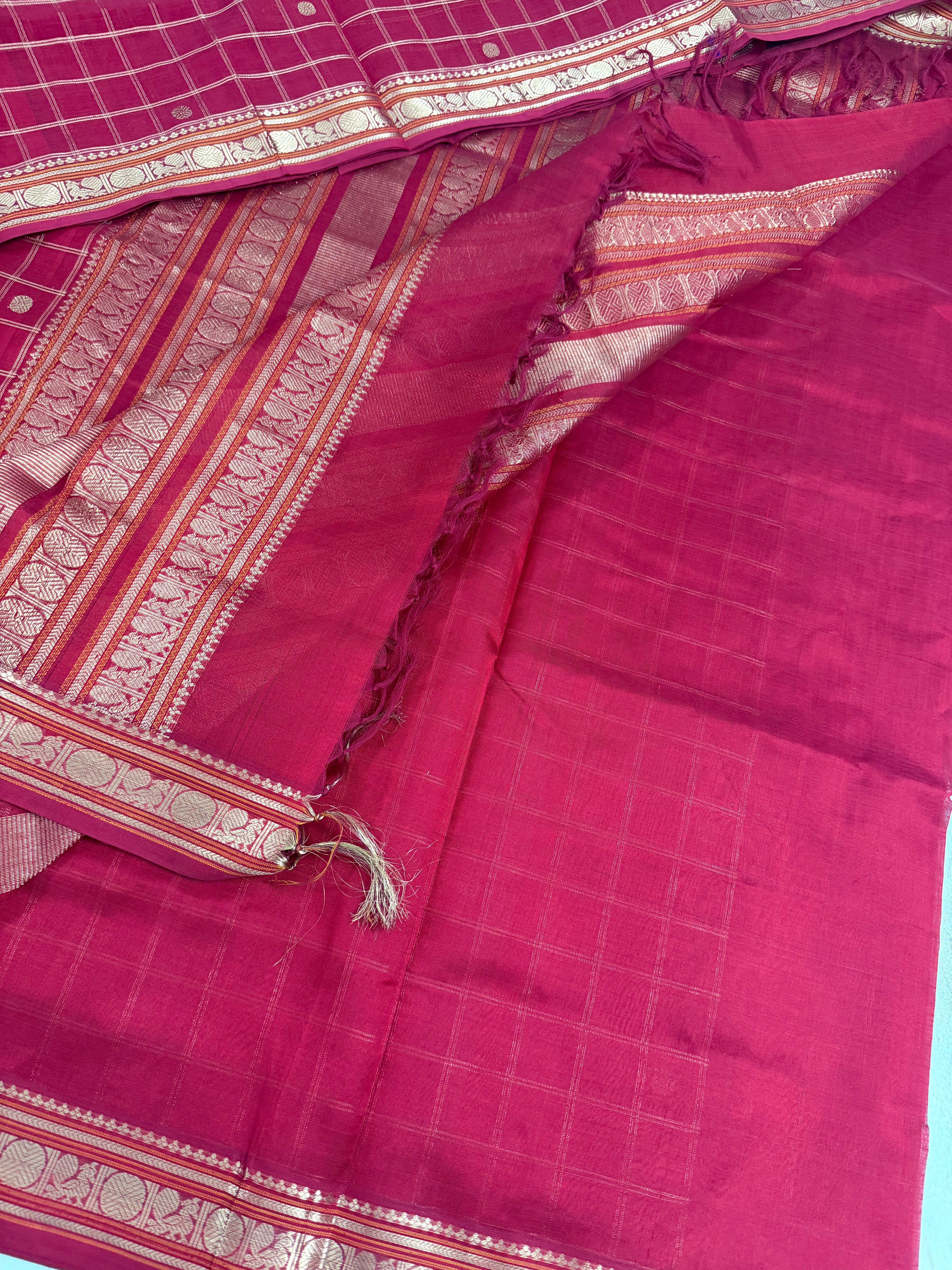 Handwoven Silk Cotton with Zari motifs