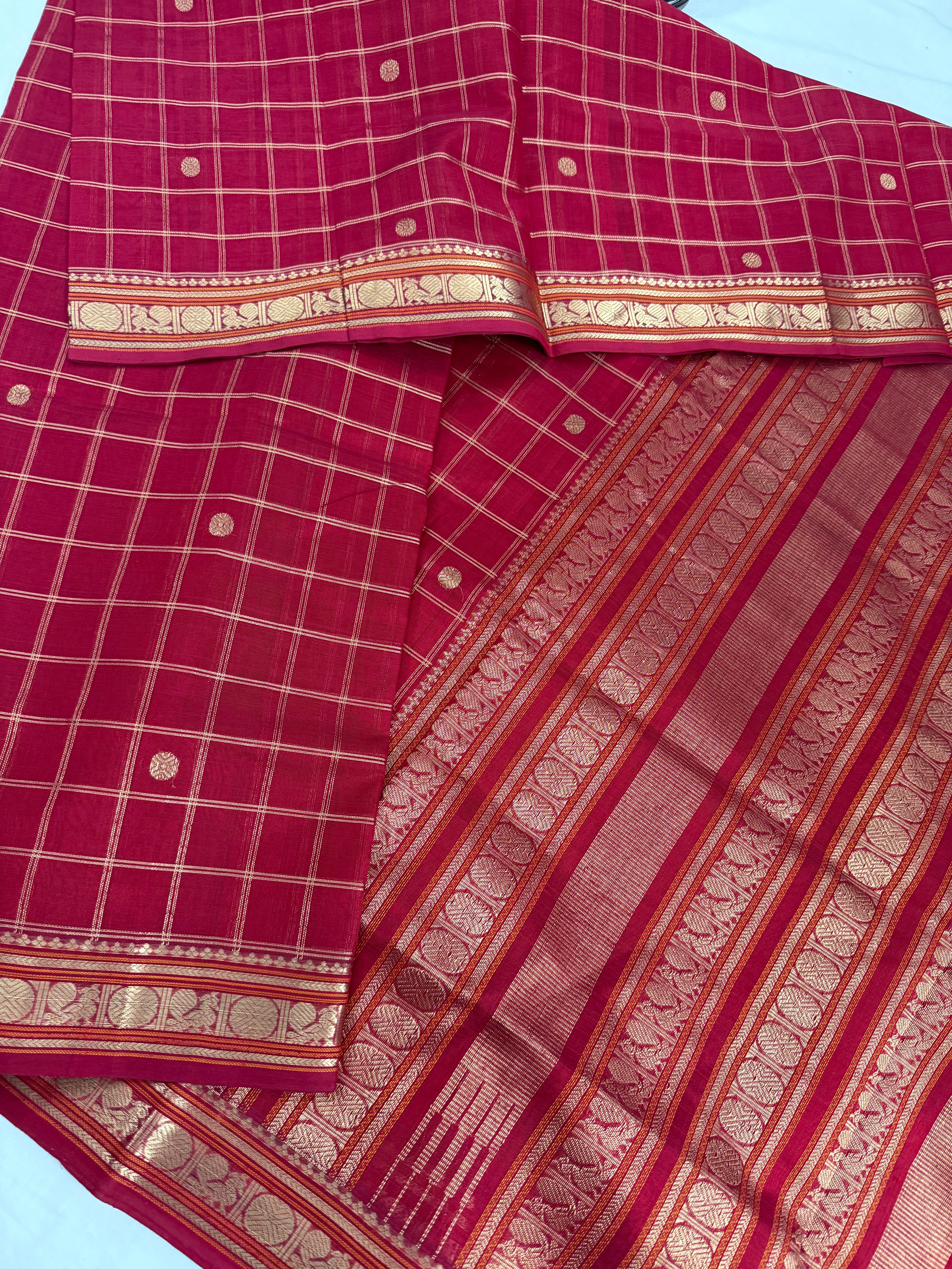 Handwoven Silk Cotton with Zari motifs