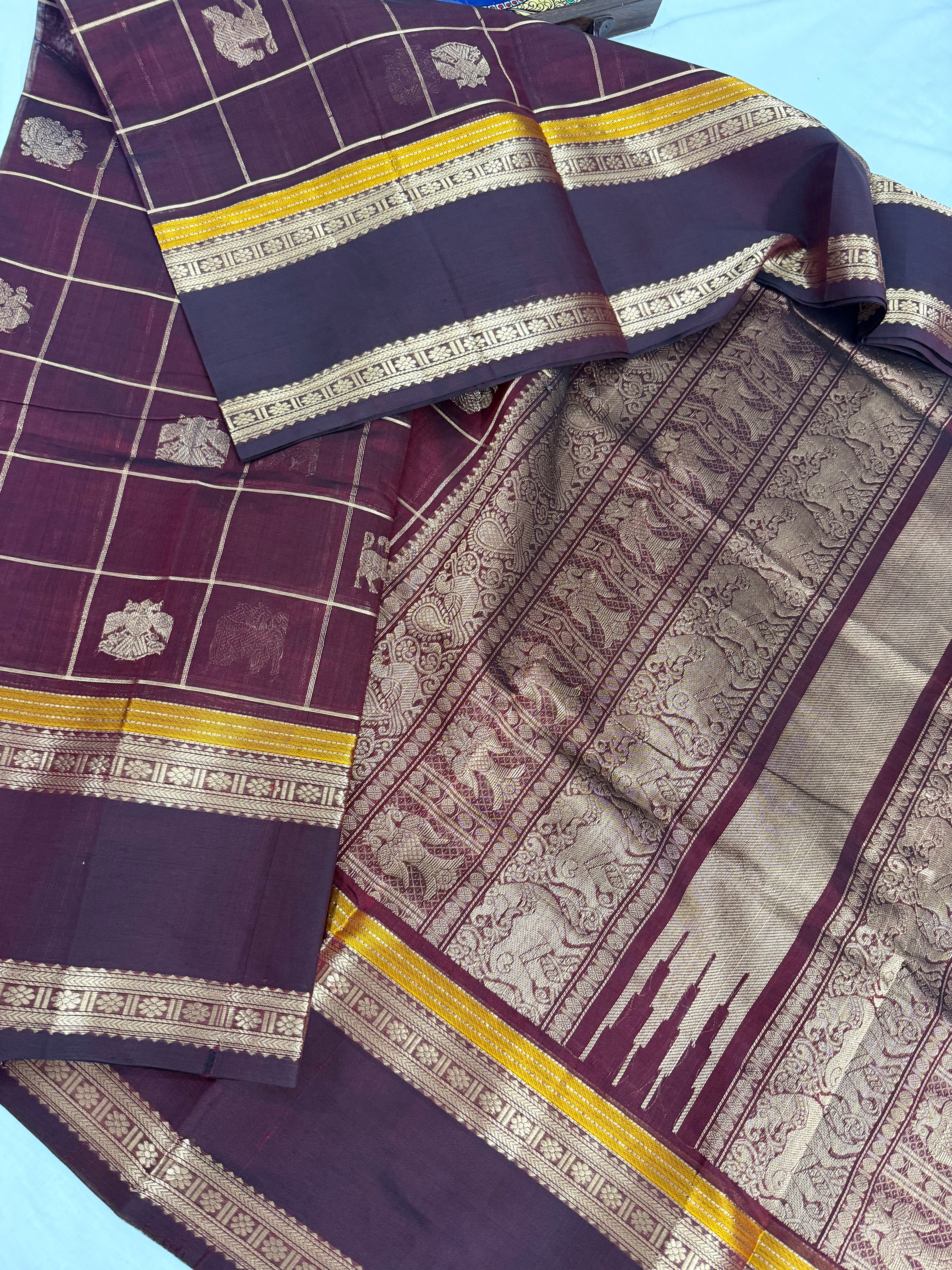 Handwoven Silk Cotton with Zari motifs