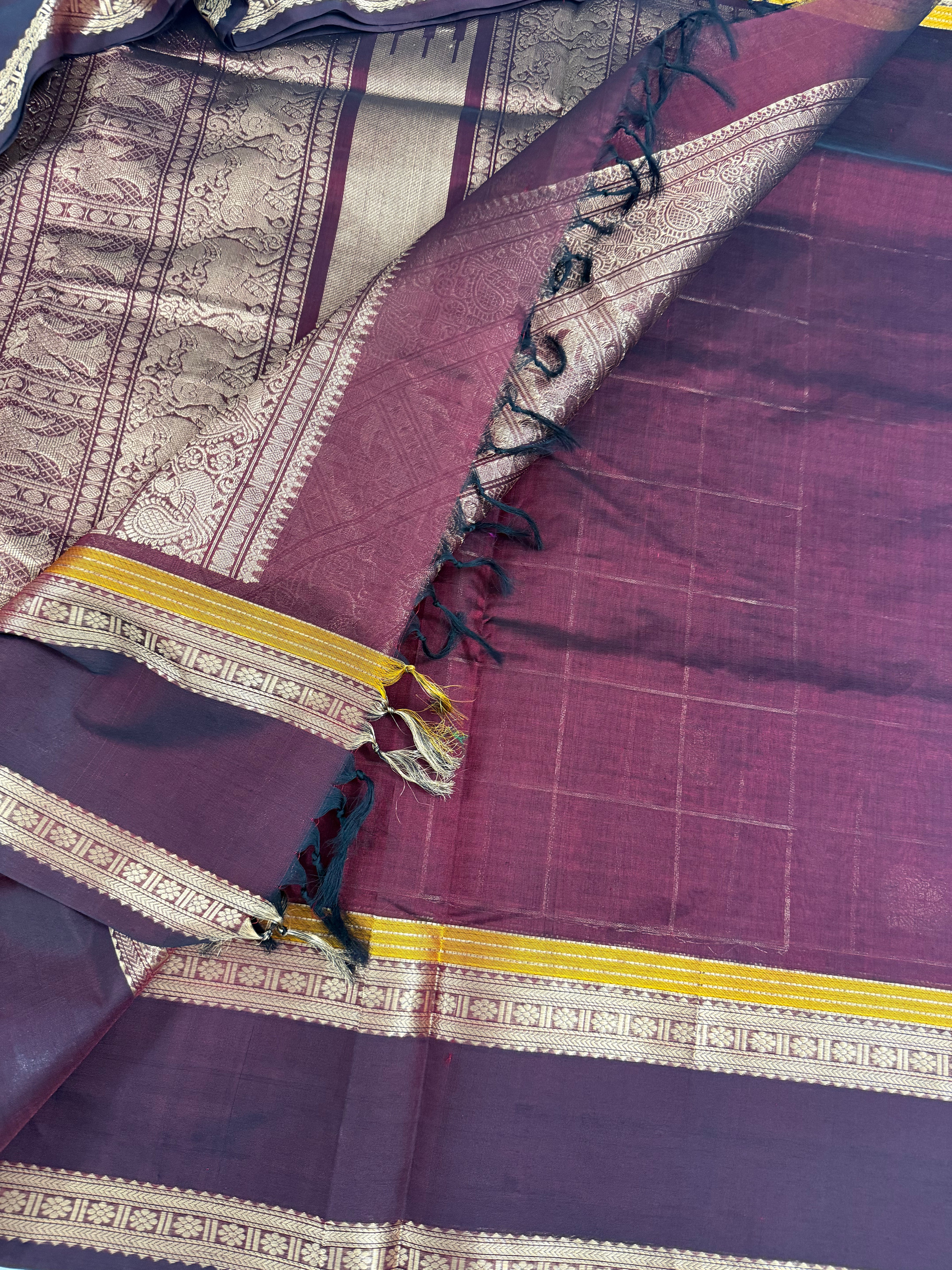 Handwoven Silk Cotton with Zari motifs