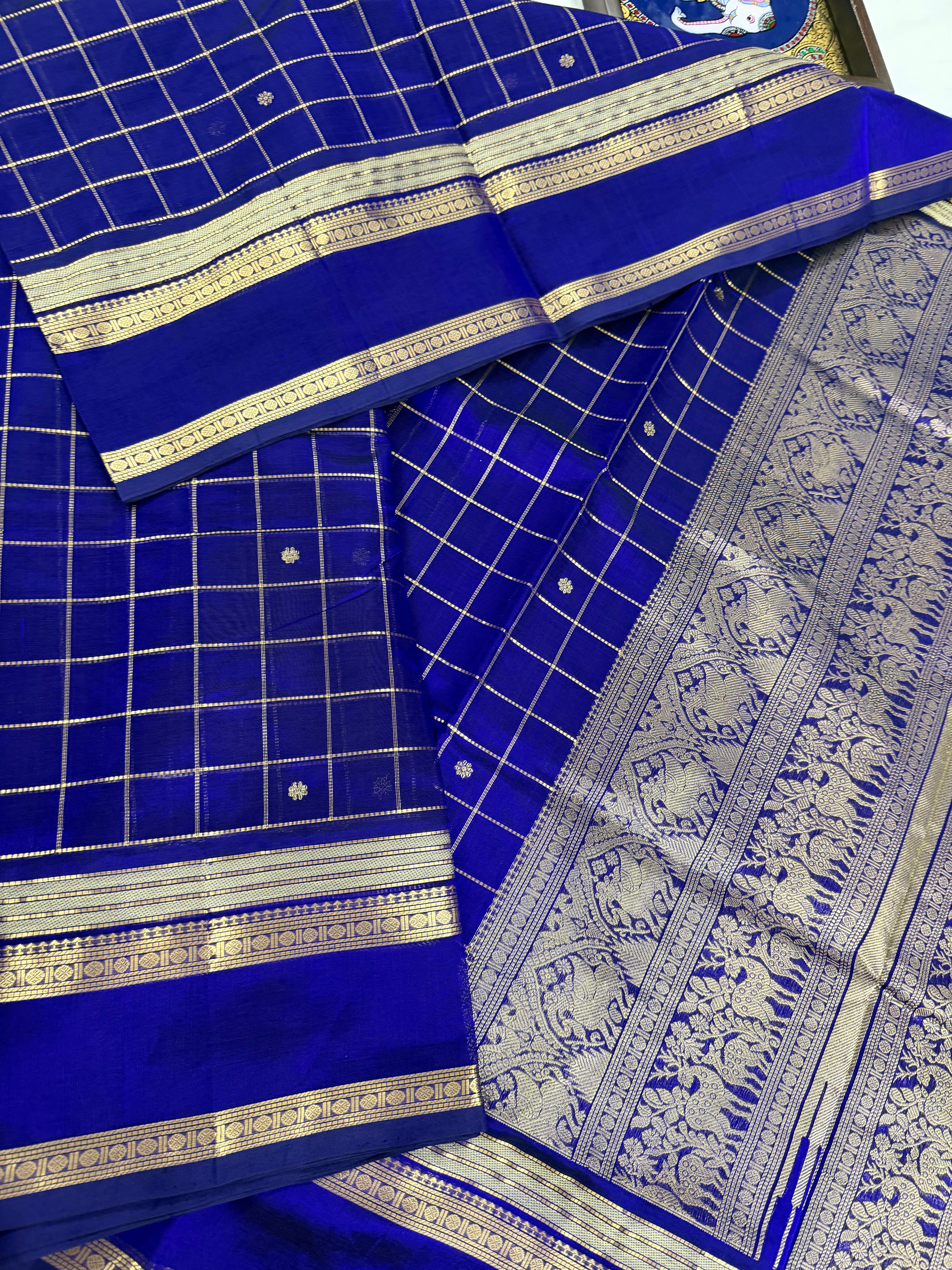 Handwoven Silk Cotton with Zari motifs