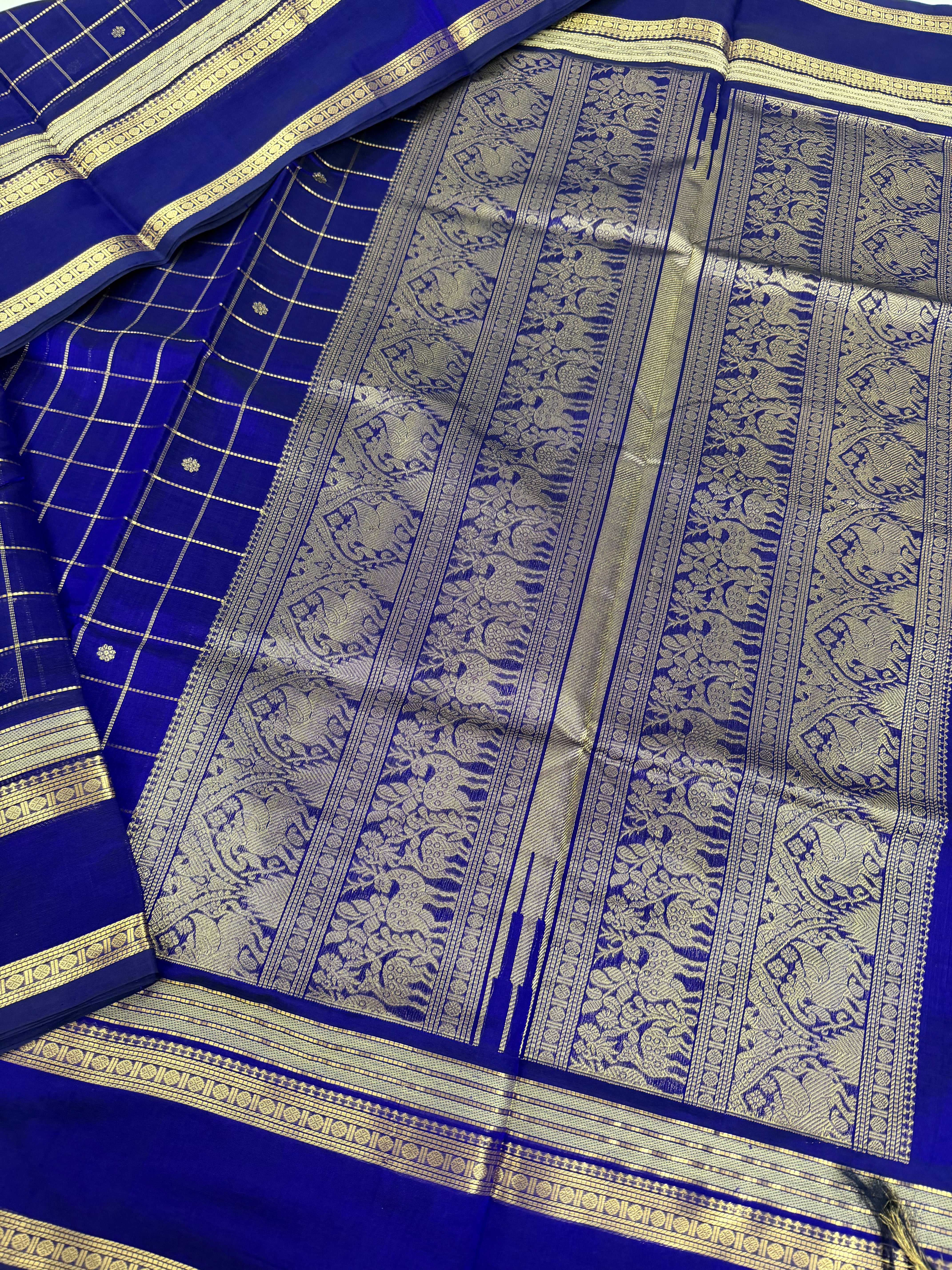Handwoven Silk Cotton with Zari motifs