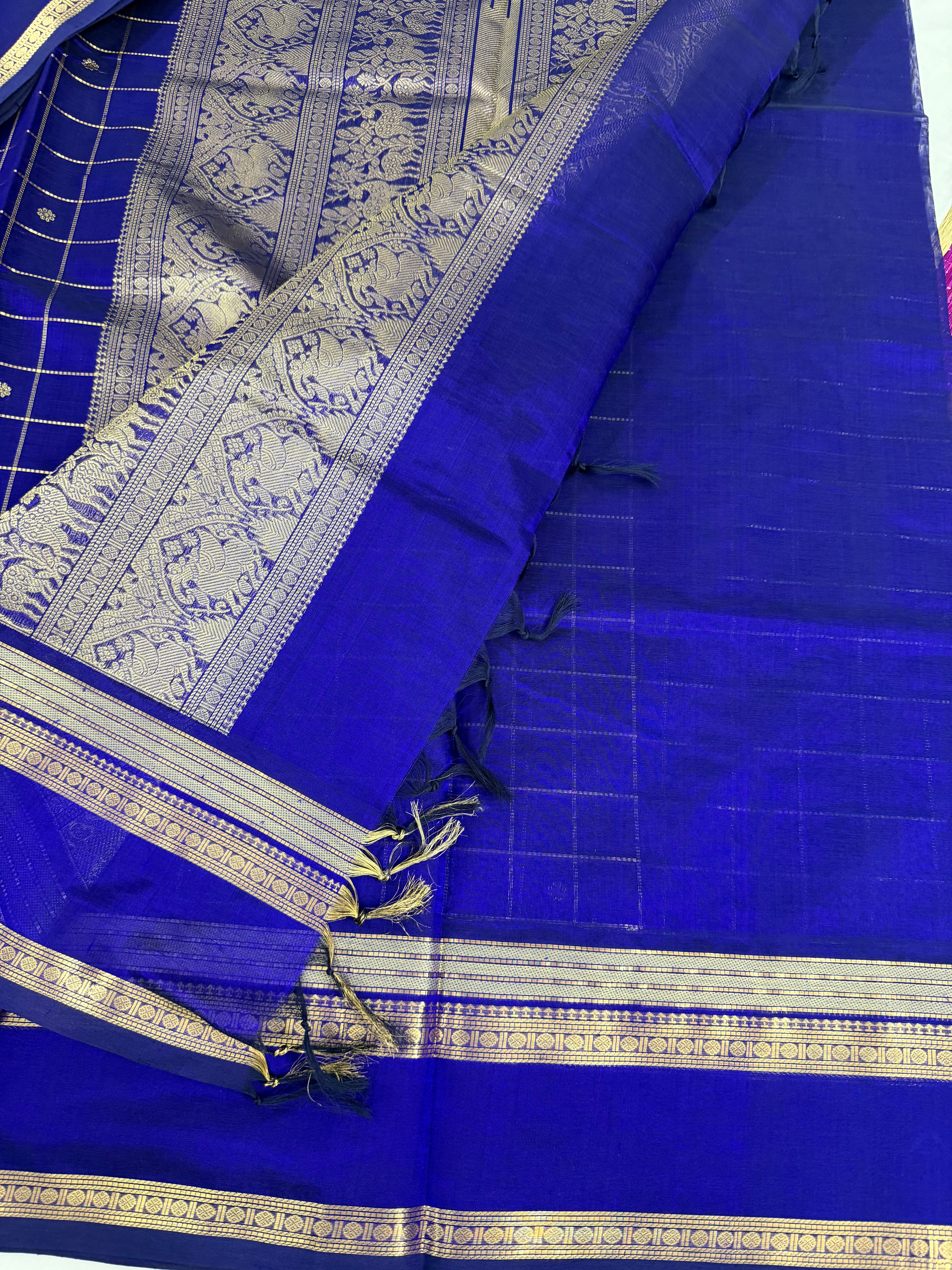 Handwoven Silk Cotton with Zari motifs