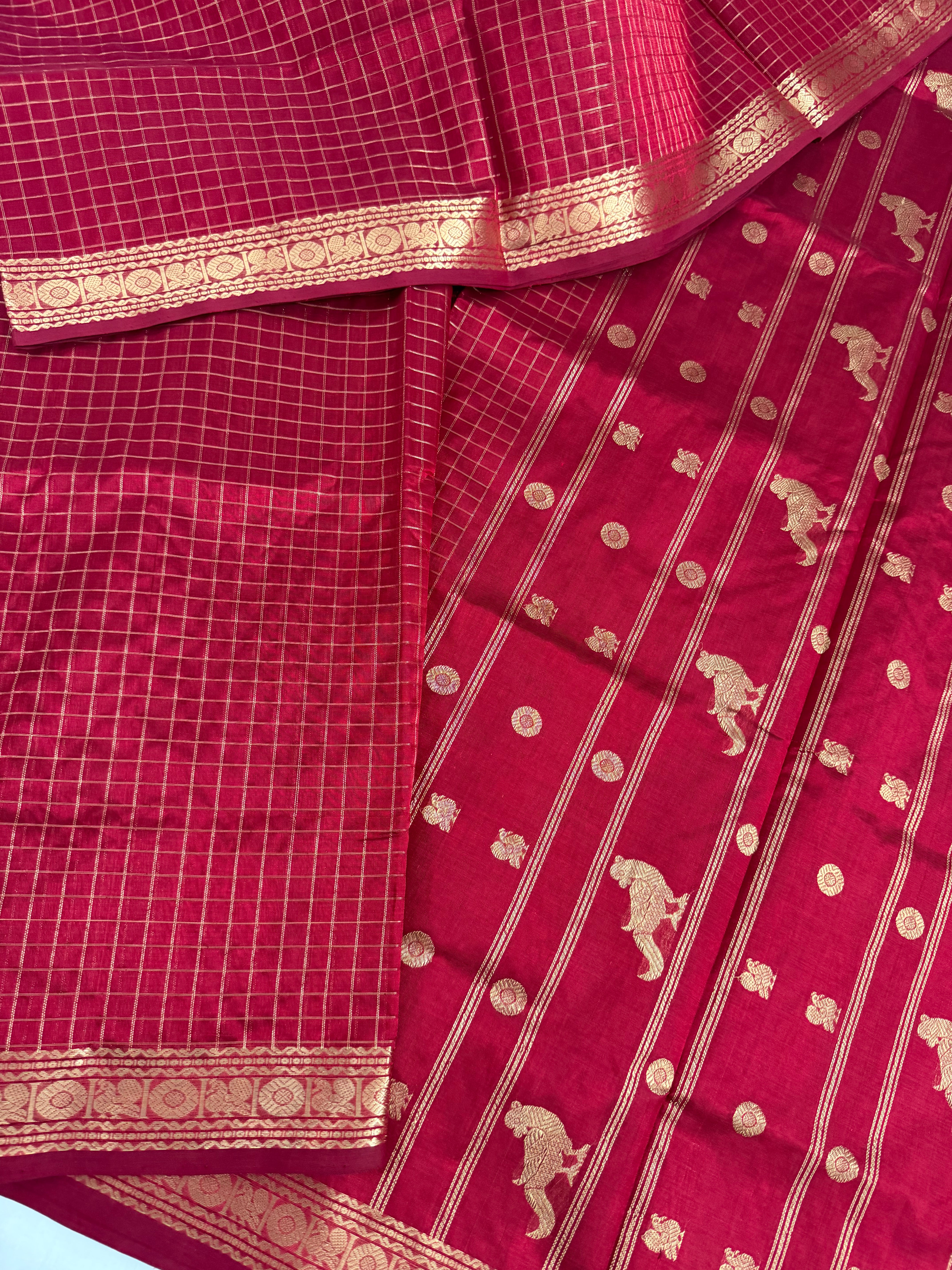 Handwoven Silk Cotton with Zari motifs