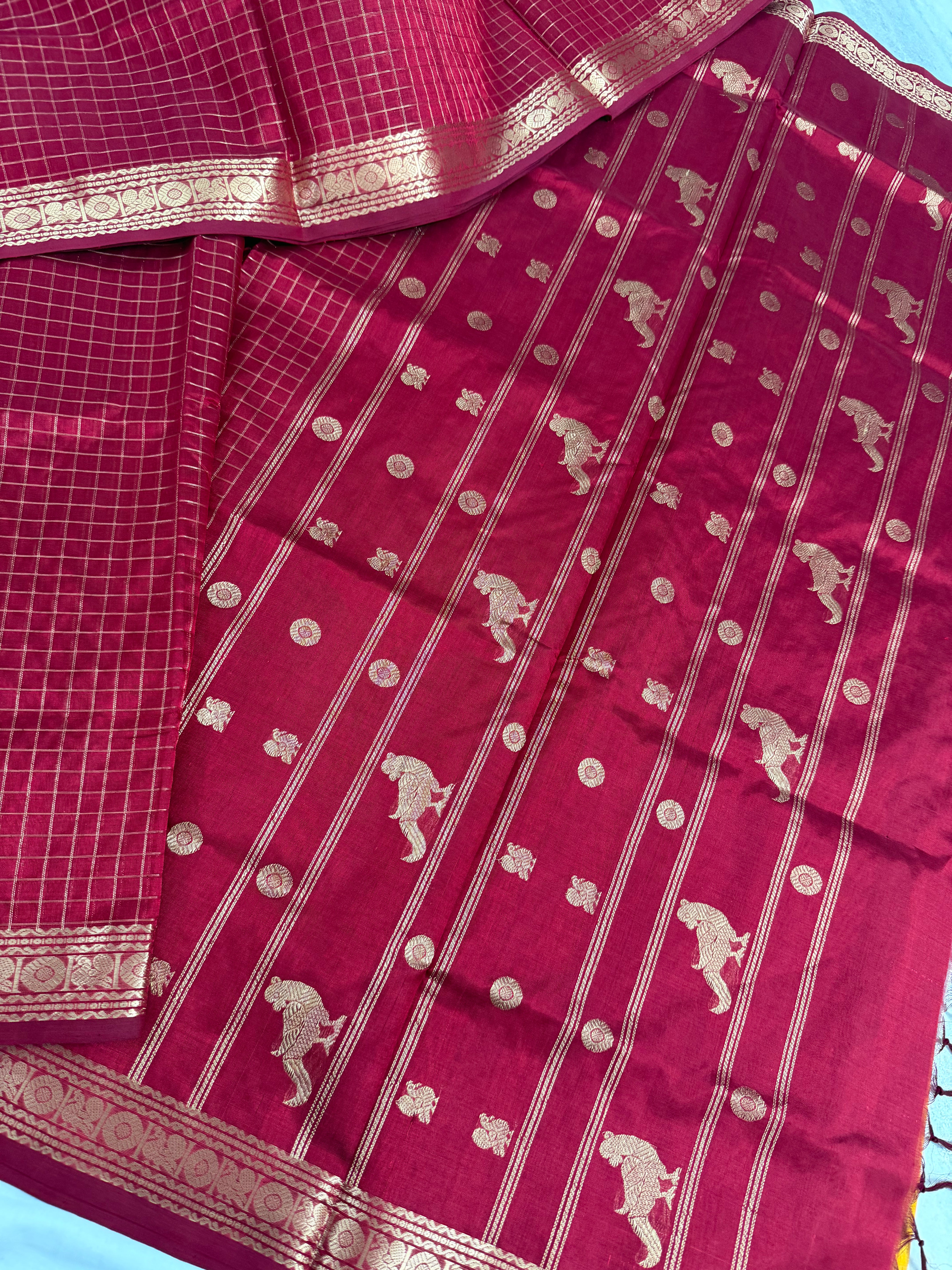 Handwoven Silk Cotton with Zari motifs