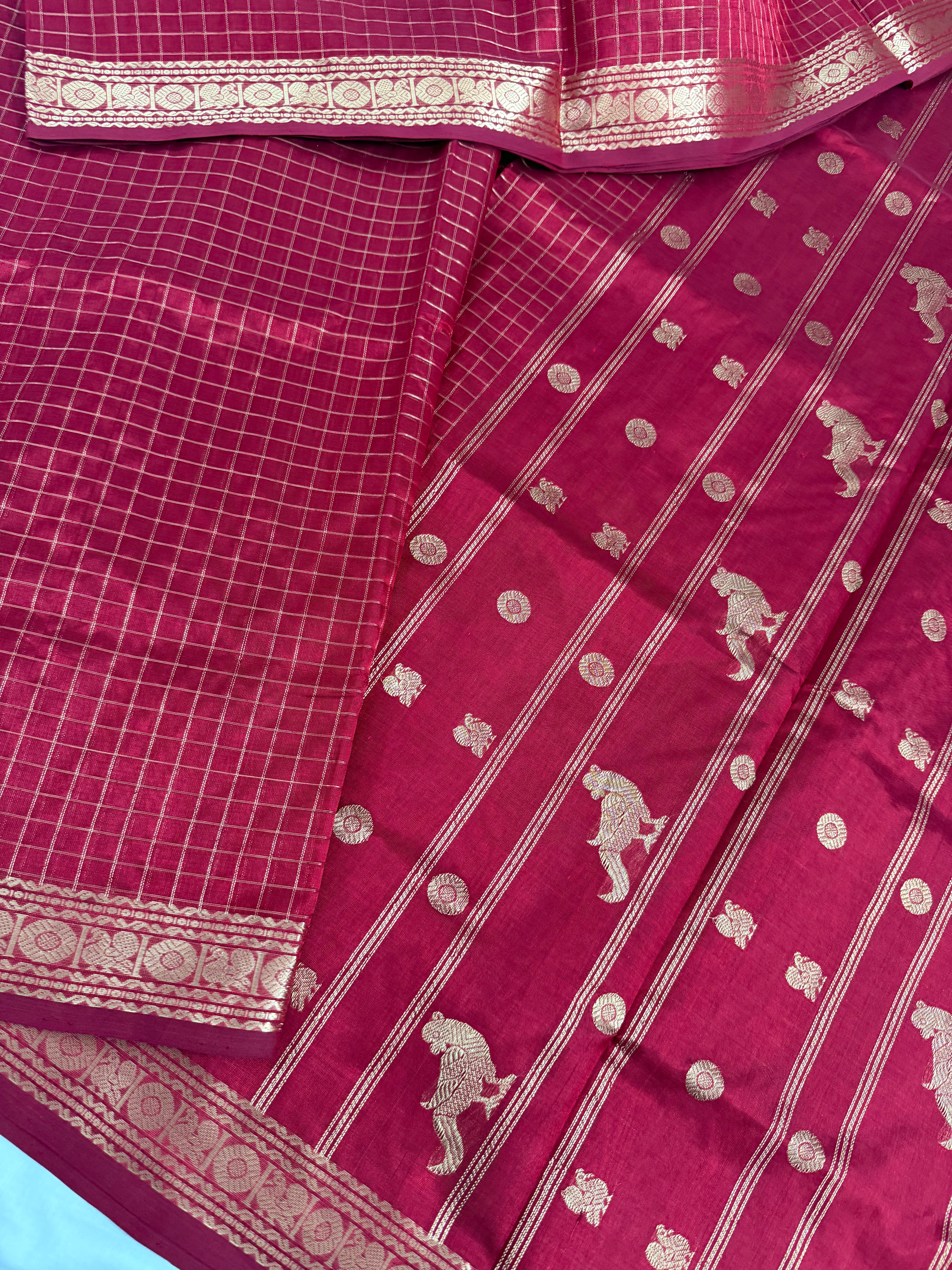 Handwoven Silk Cotton with Zari motifs