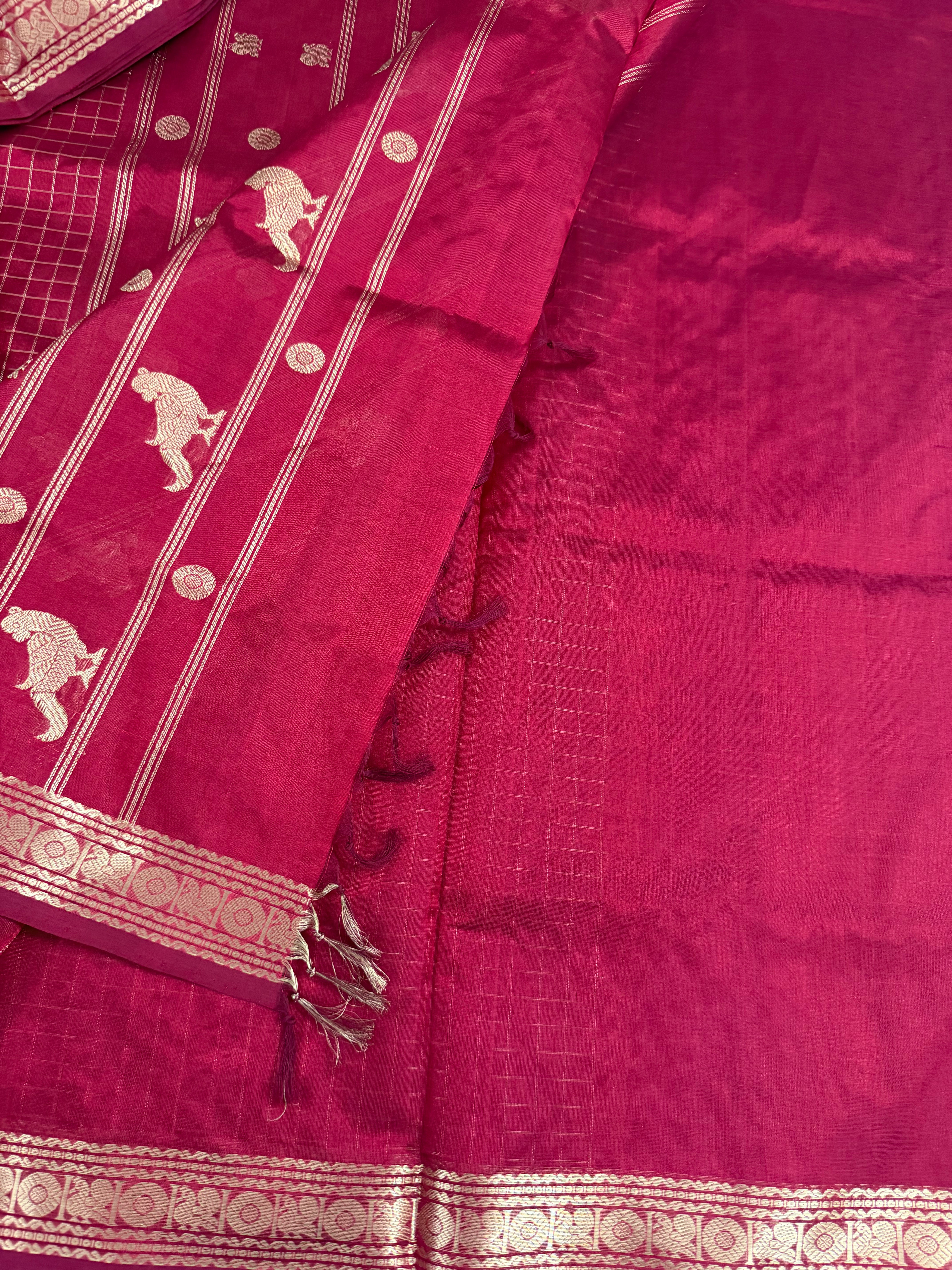 Handwoven Silk Cotton with Zari motifs