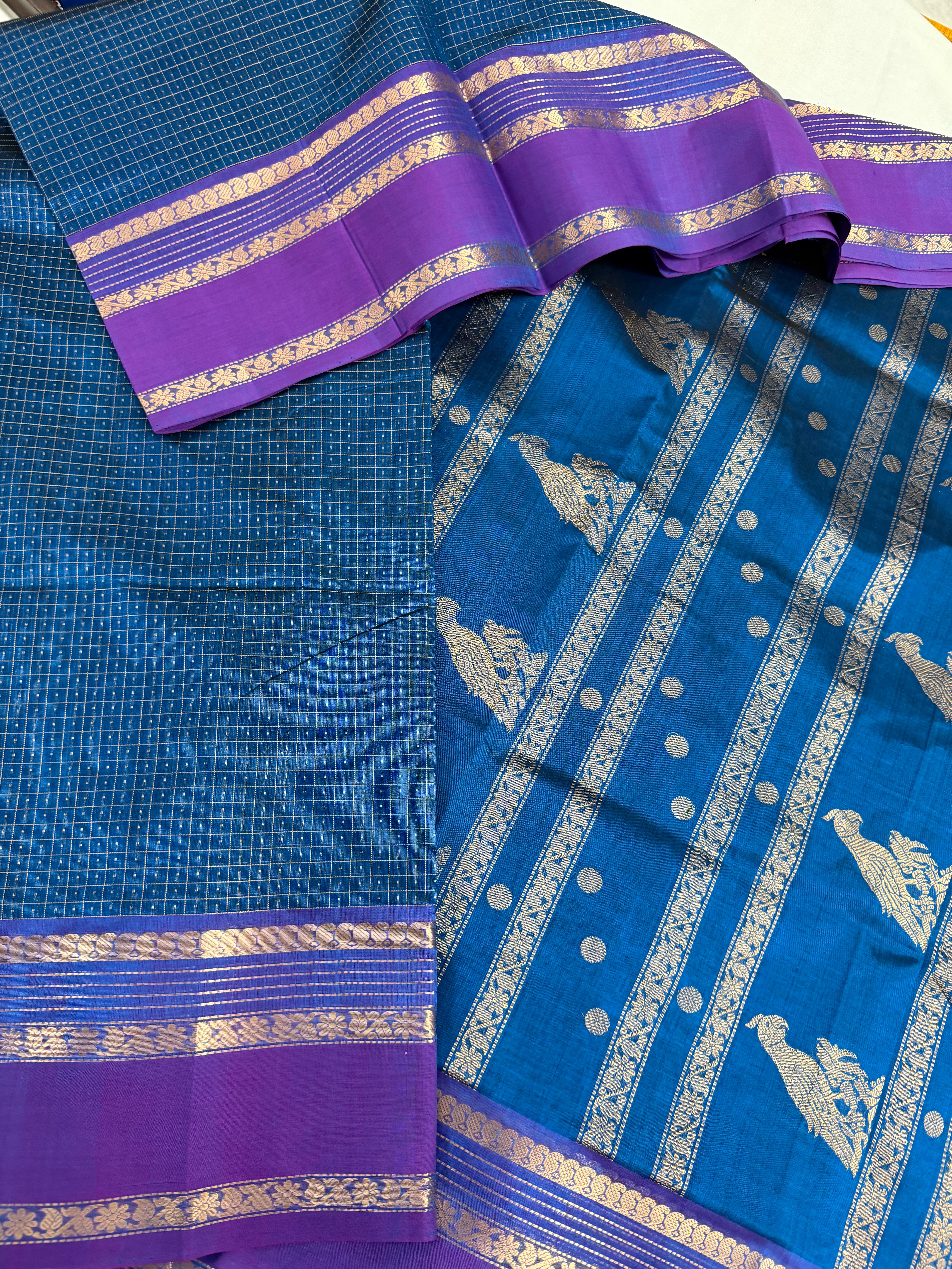 Handwoven Silk Cotton with Zari motifs