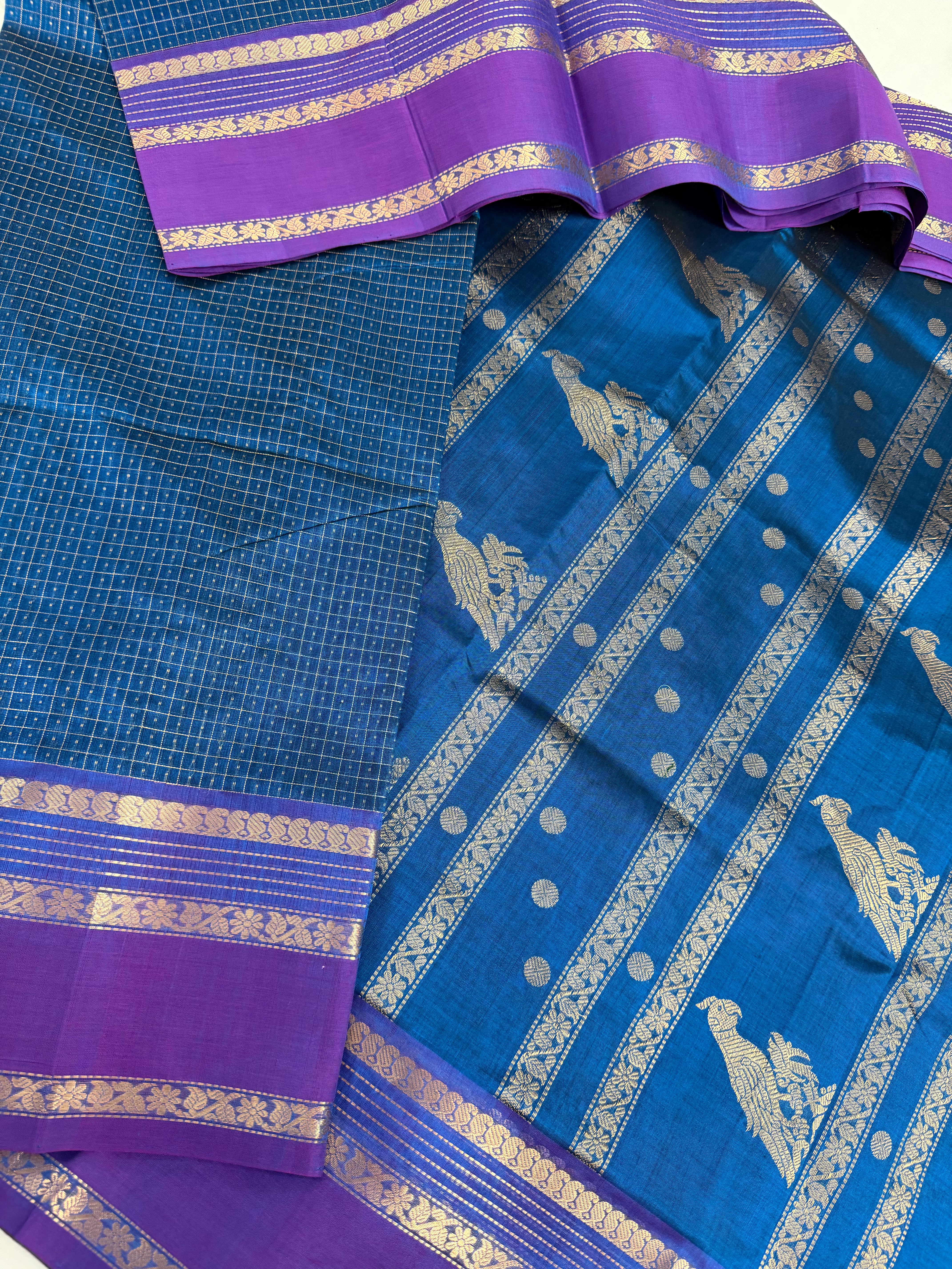 Handwoven Silk Cotton with Zari motifs