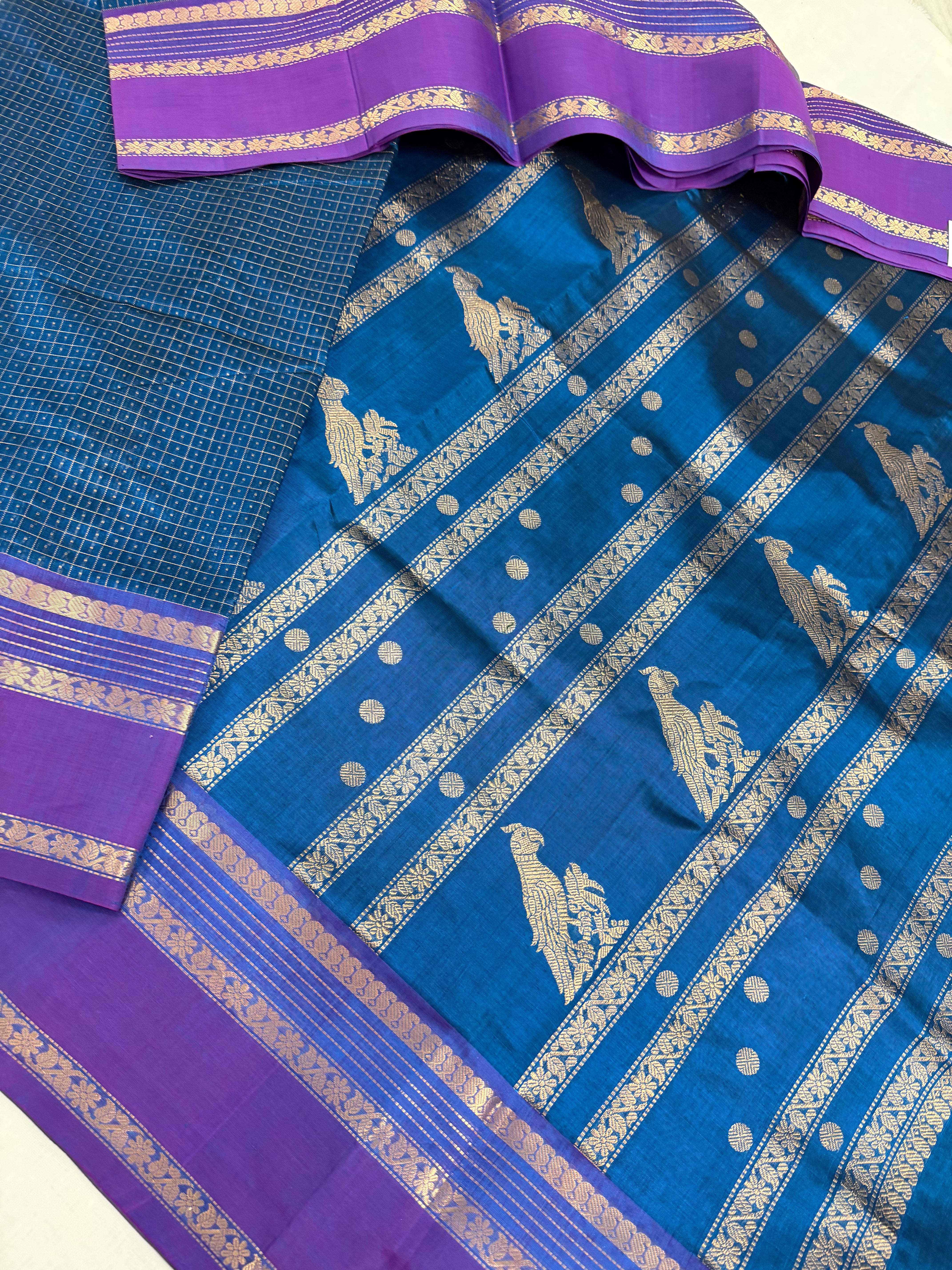 Handwoven Silk Cotton with Zari motifs