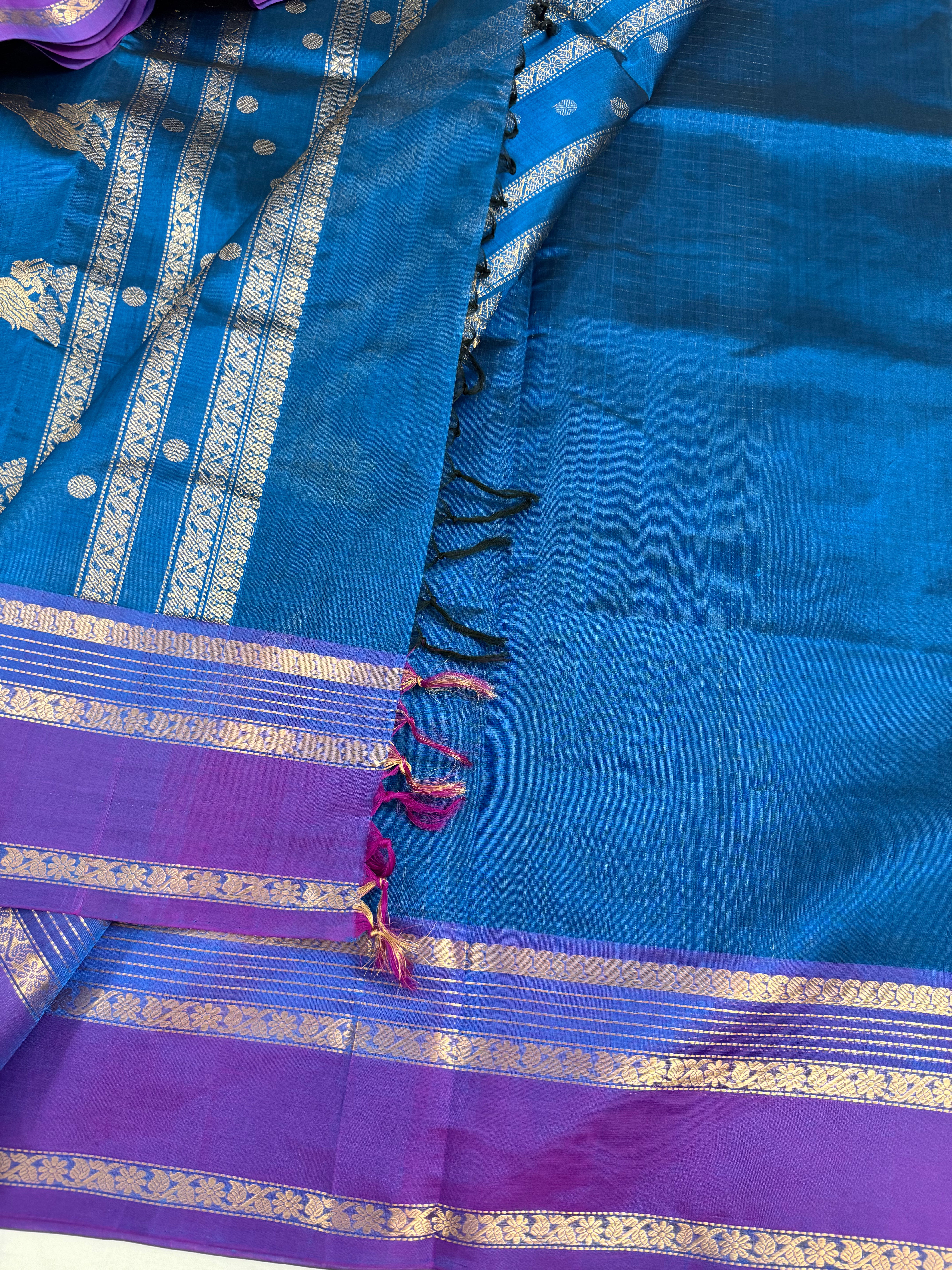 Handwoven Silk Cotton with Zari motifs