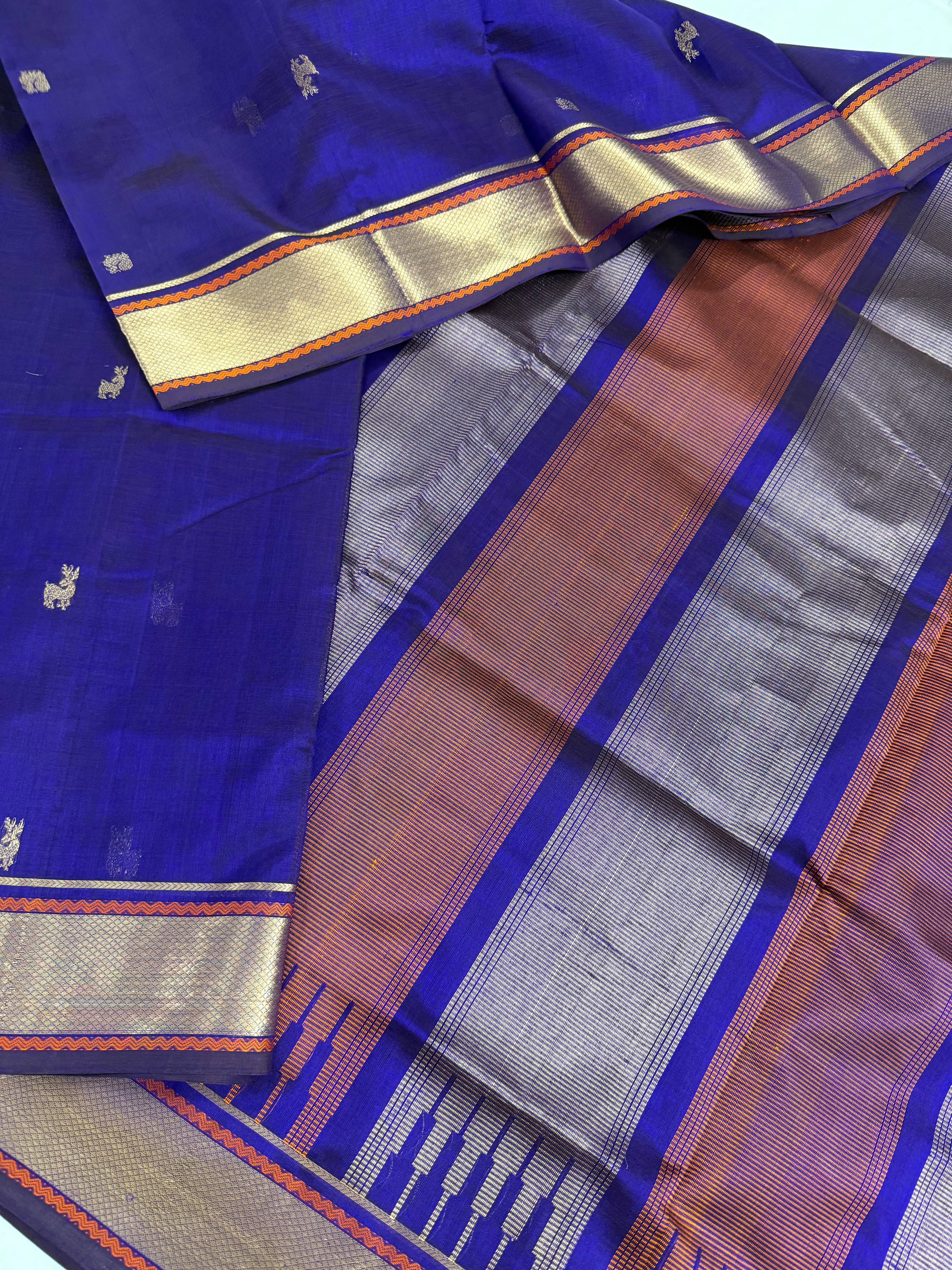 Handwoven Silk Cotton with Zari motifs