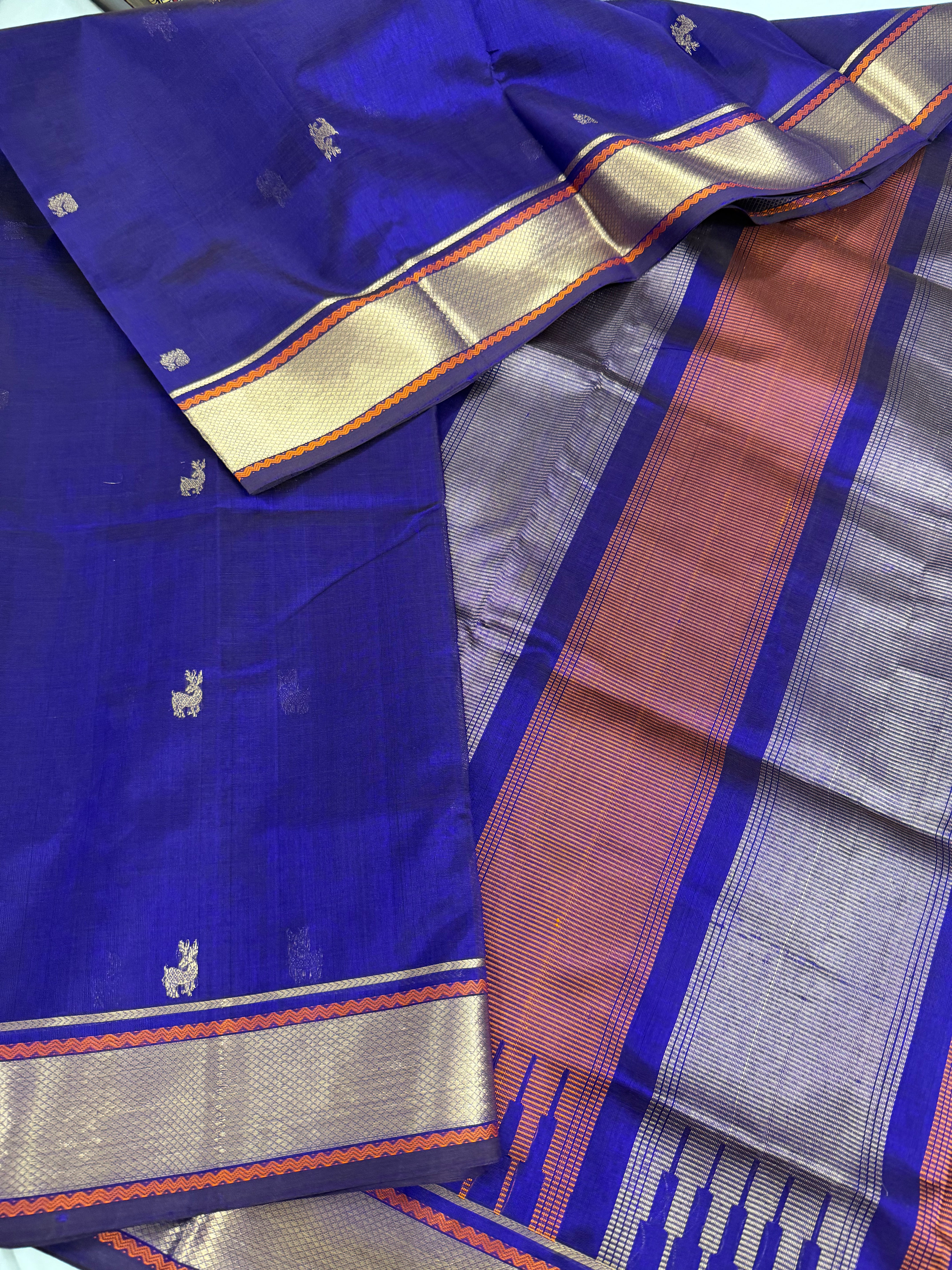 Handwoven Silk Cotton with Zari motifs