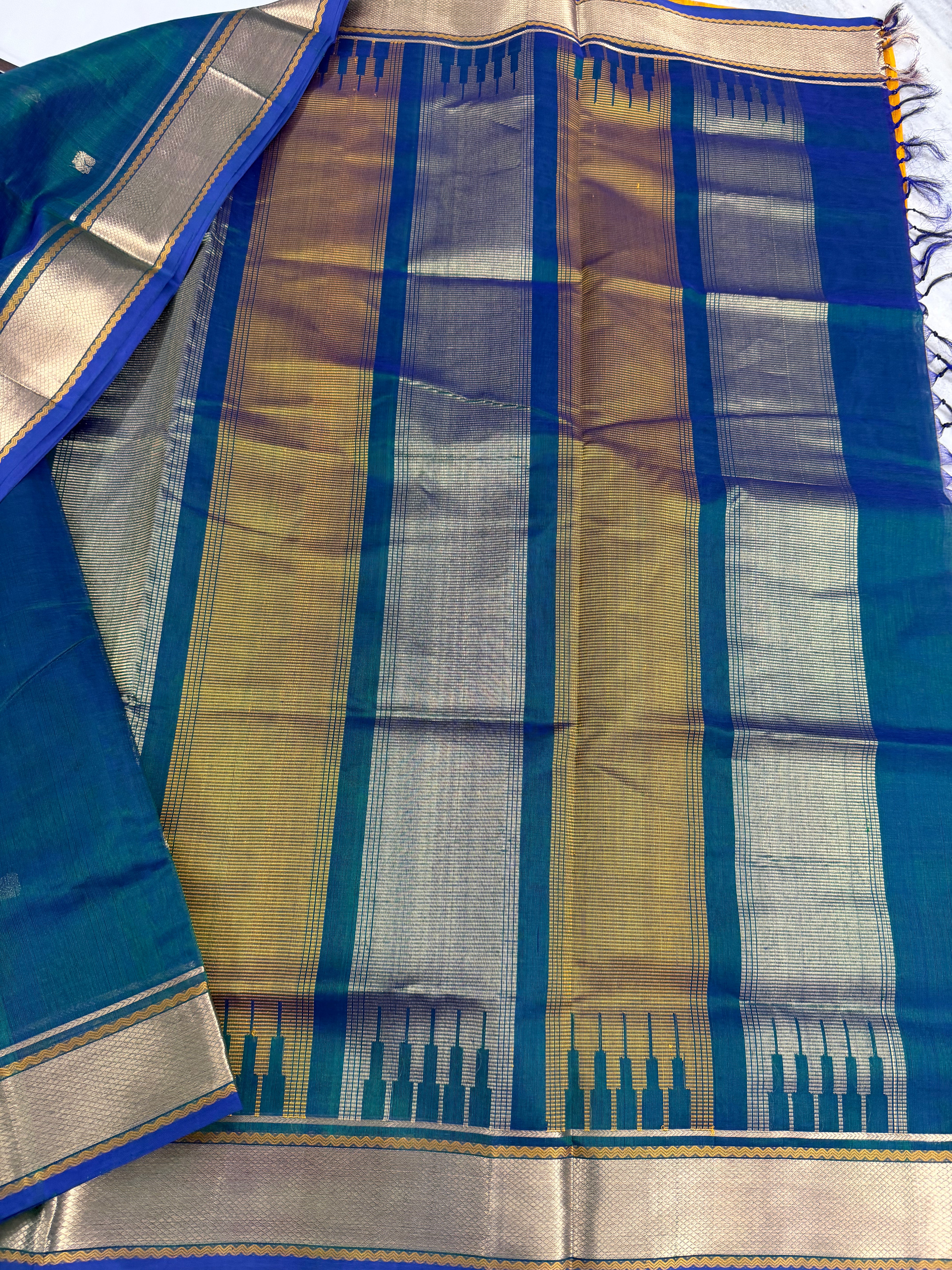 Handwoven Silk Cotton with Zari motifs