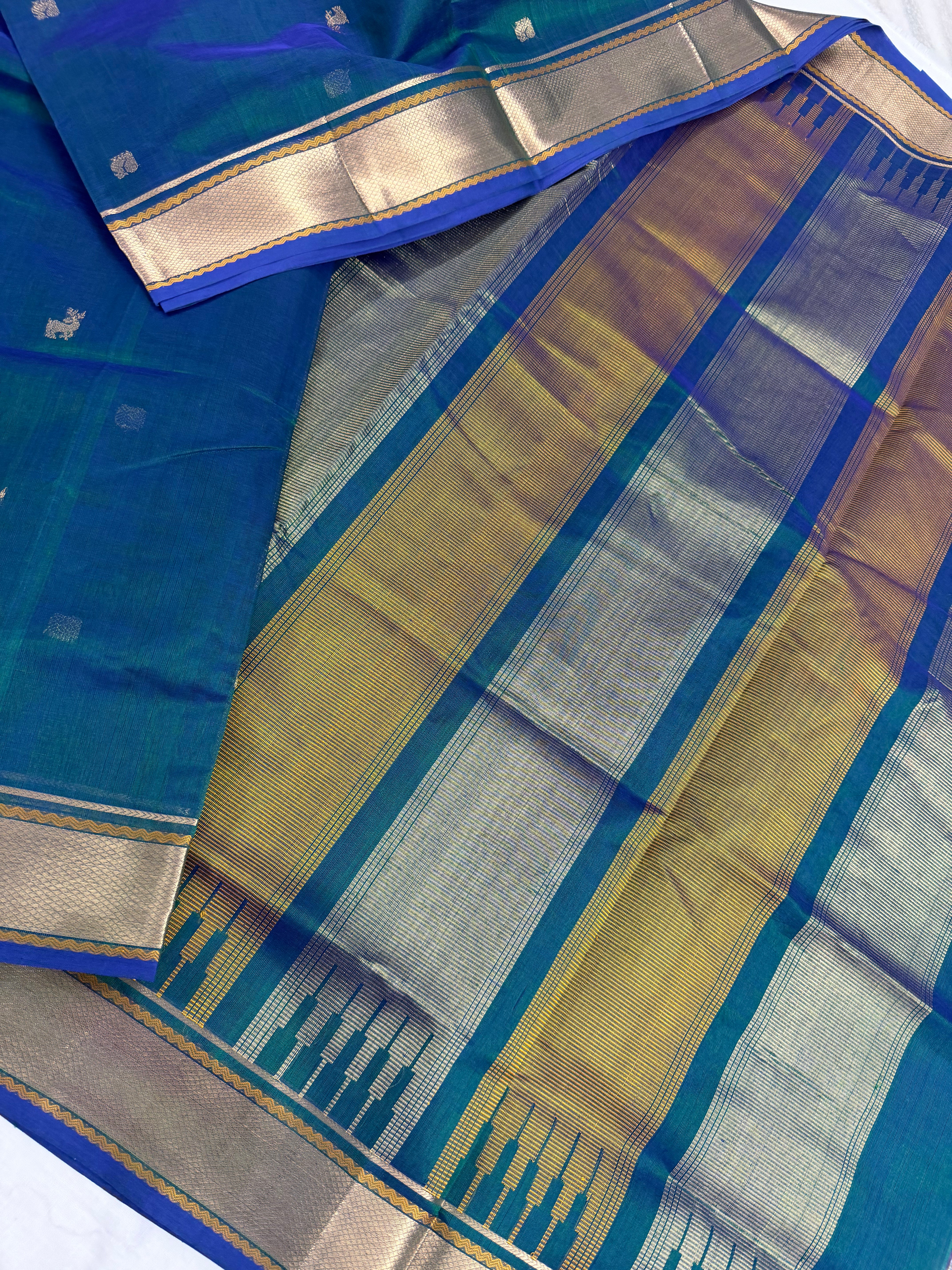 Handwoven Silk Cotton with Zari motifs
