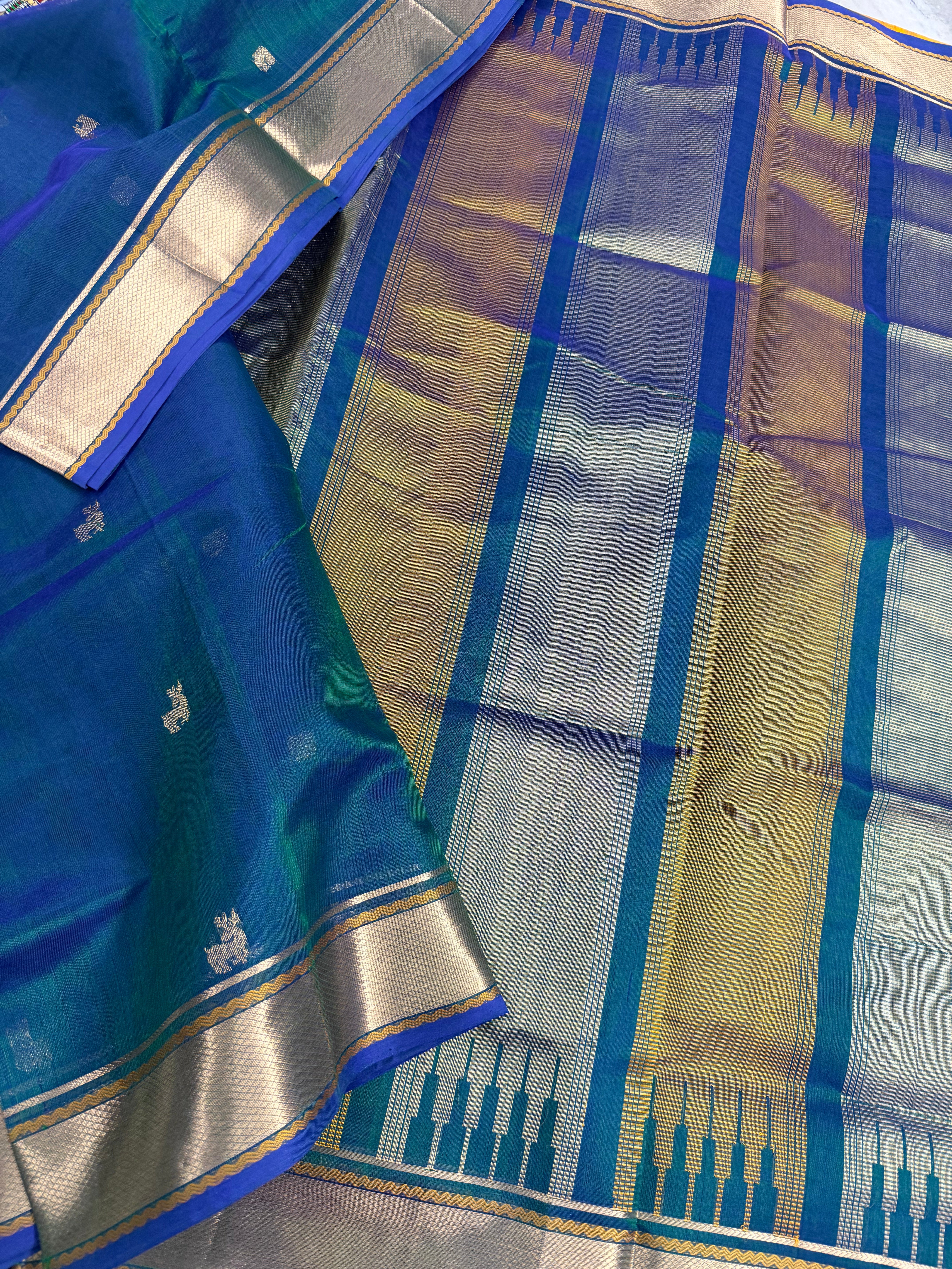 Handwoven Silk Cotton with Zari motifs