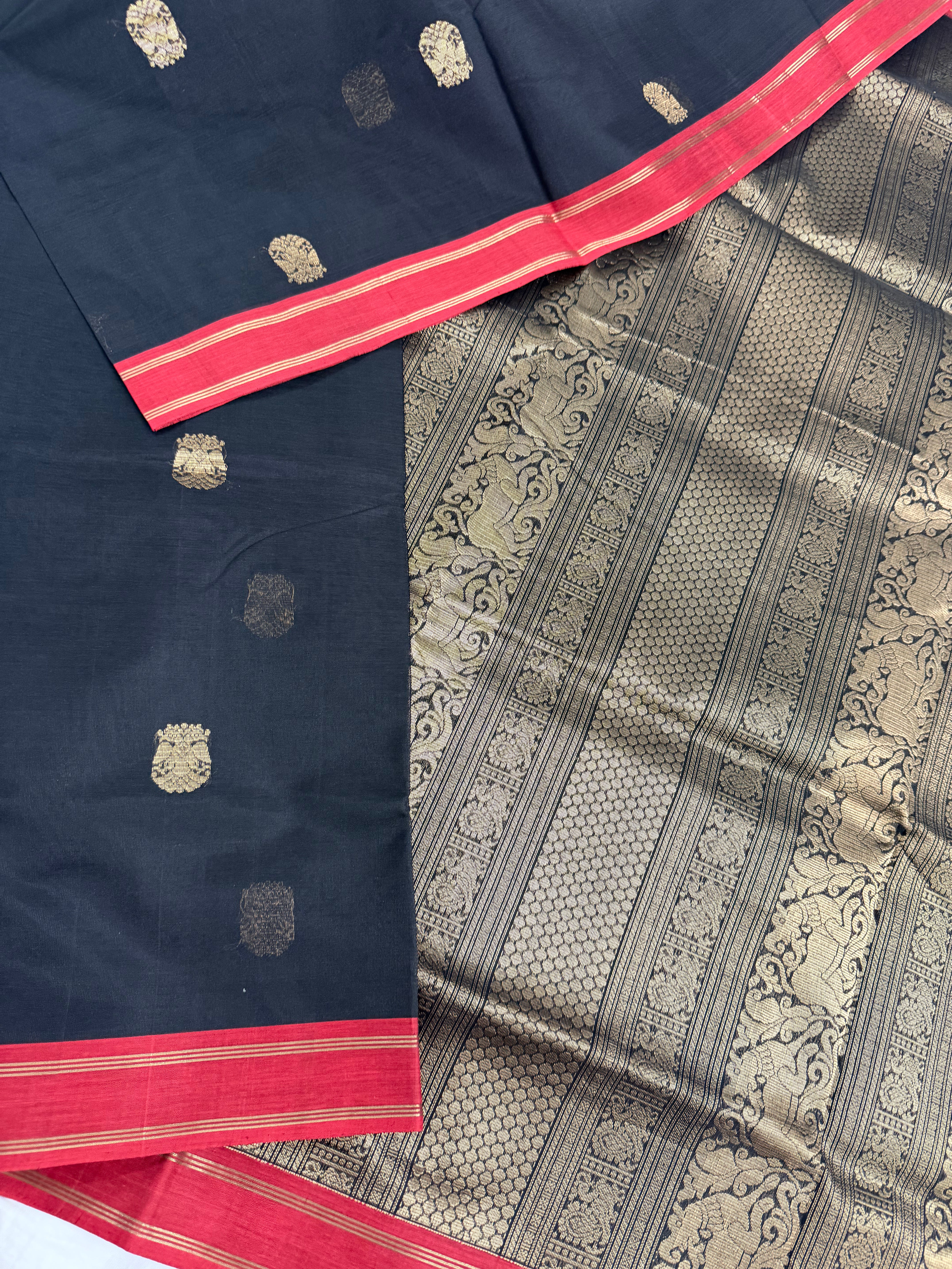 Handwoven Silk Cotton with Zari motifs