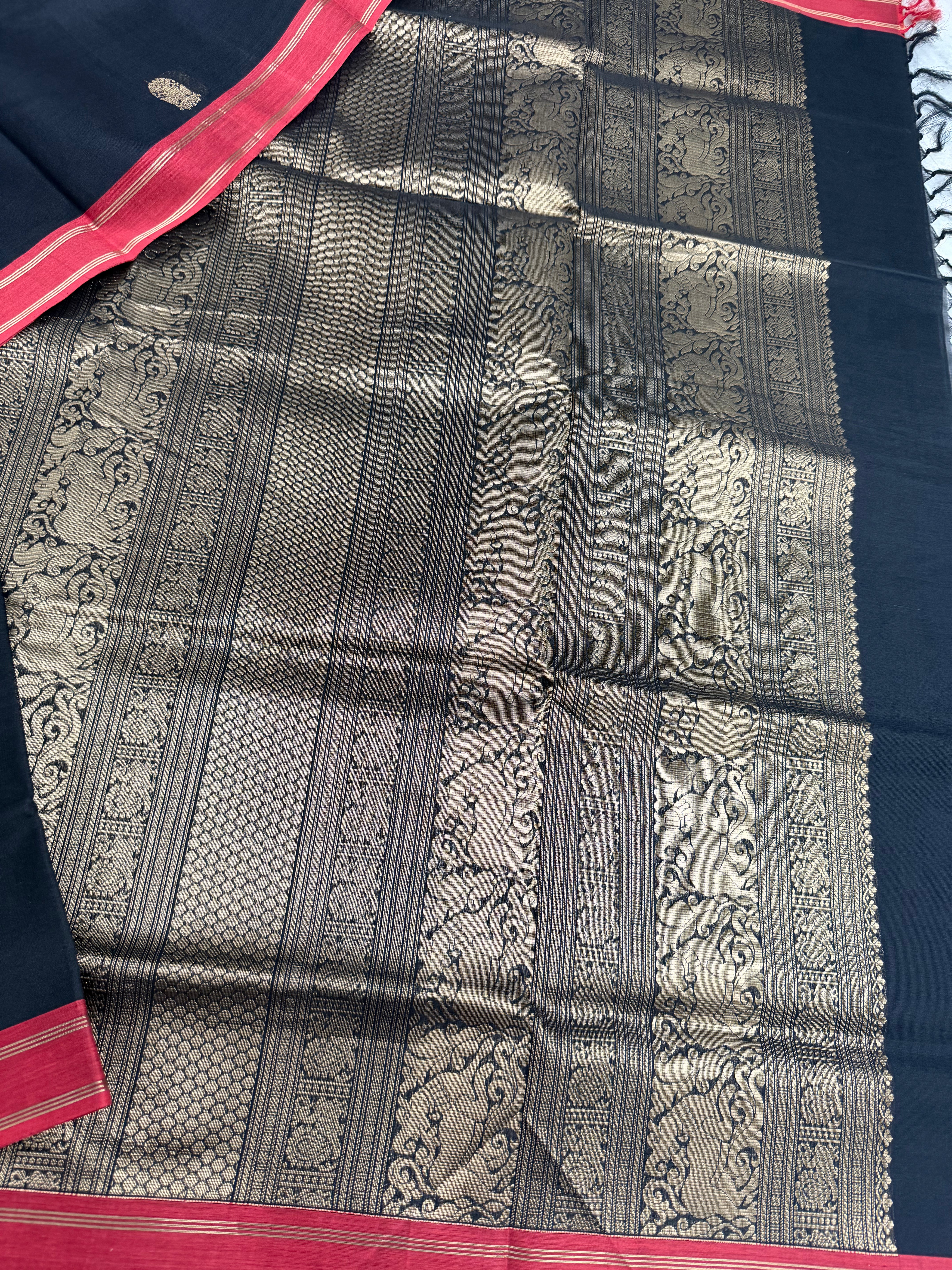 Handwoven Silk Cotton with Zari motifs