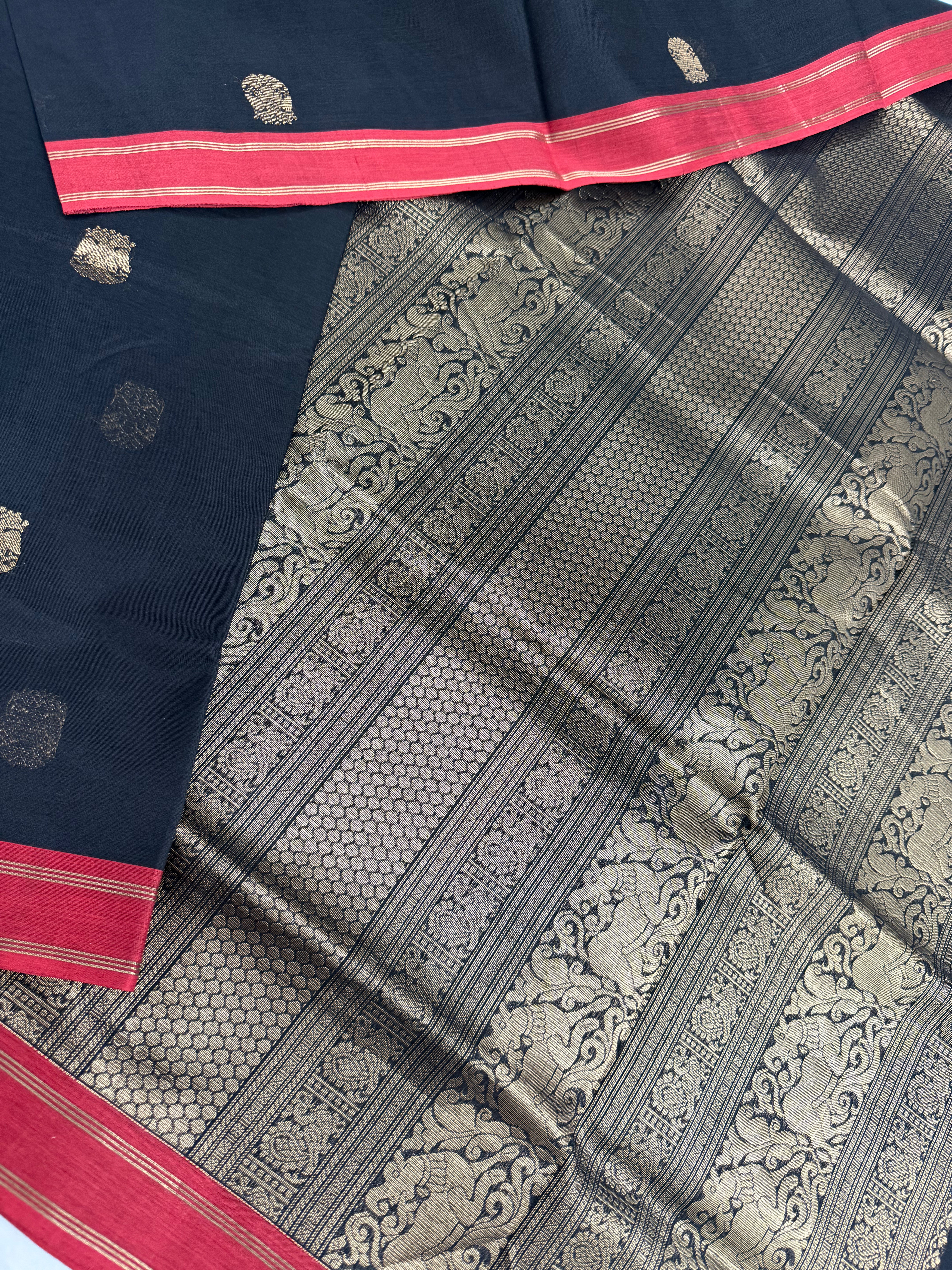 Handwoven Silk Cotton with Zari motifs