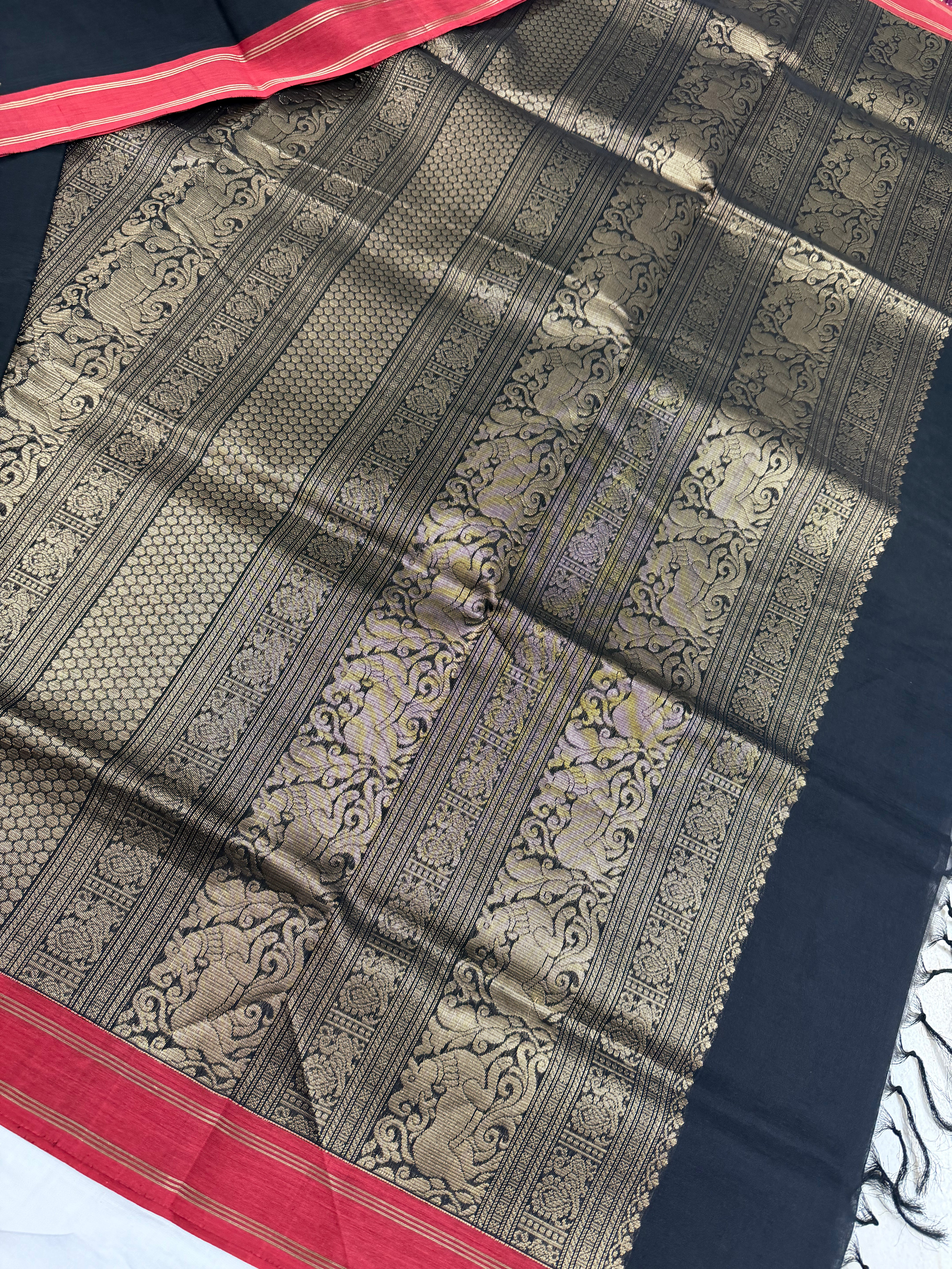 Handwoven Silk Cotton with Zari motifs