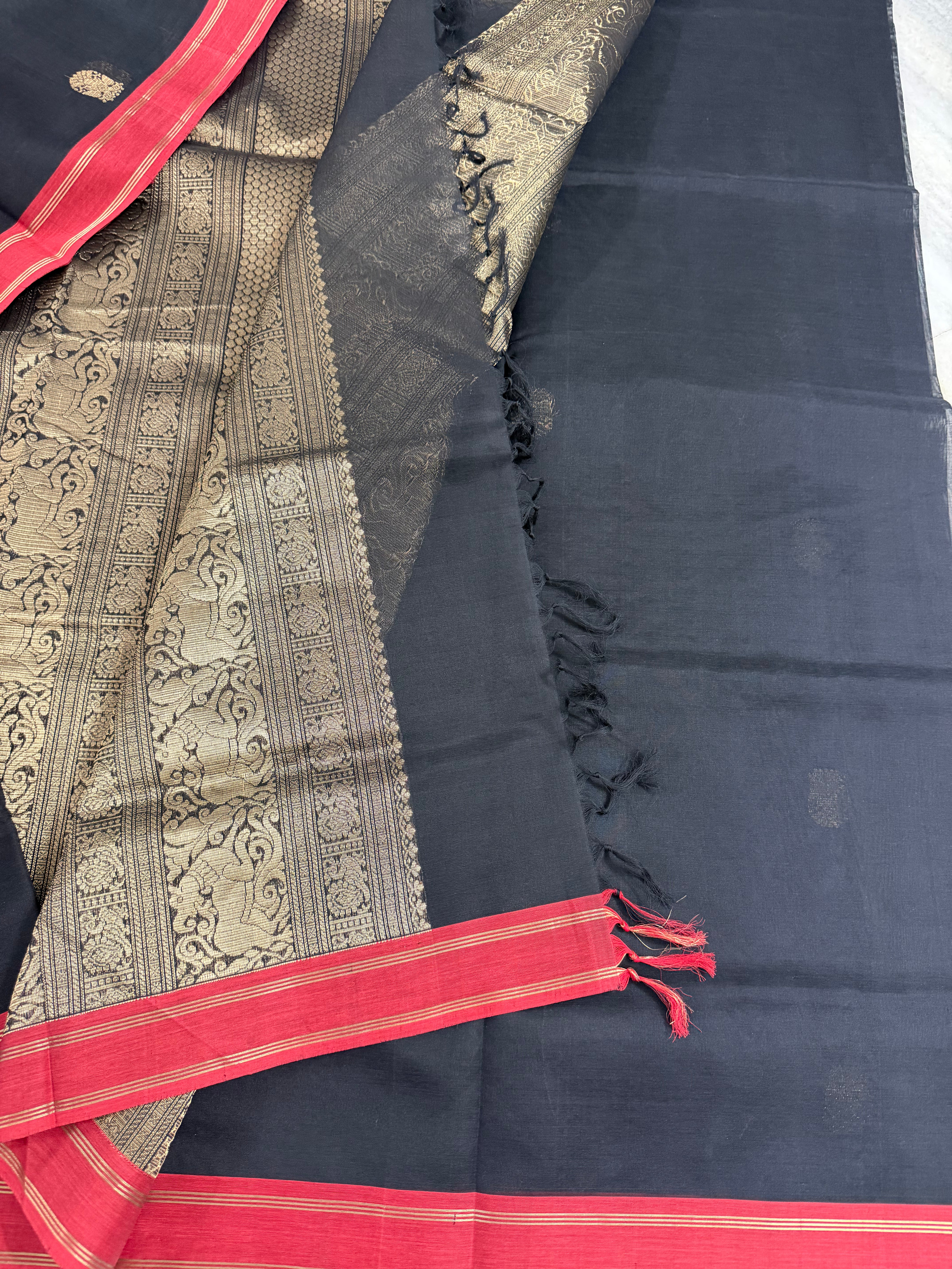 Handwoven Silk Cotton with Zari motifs