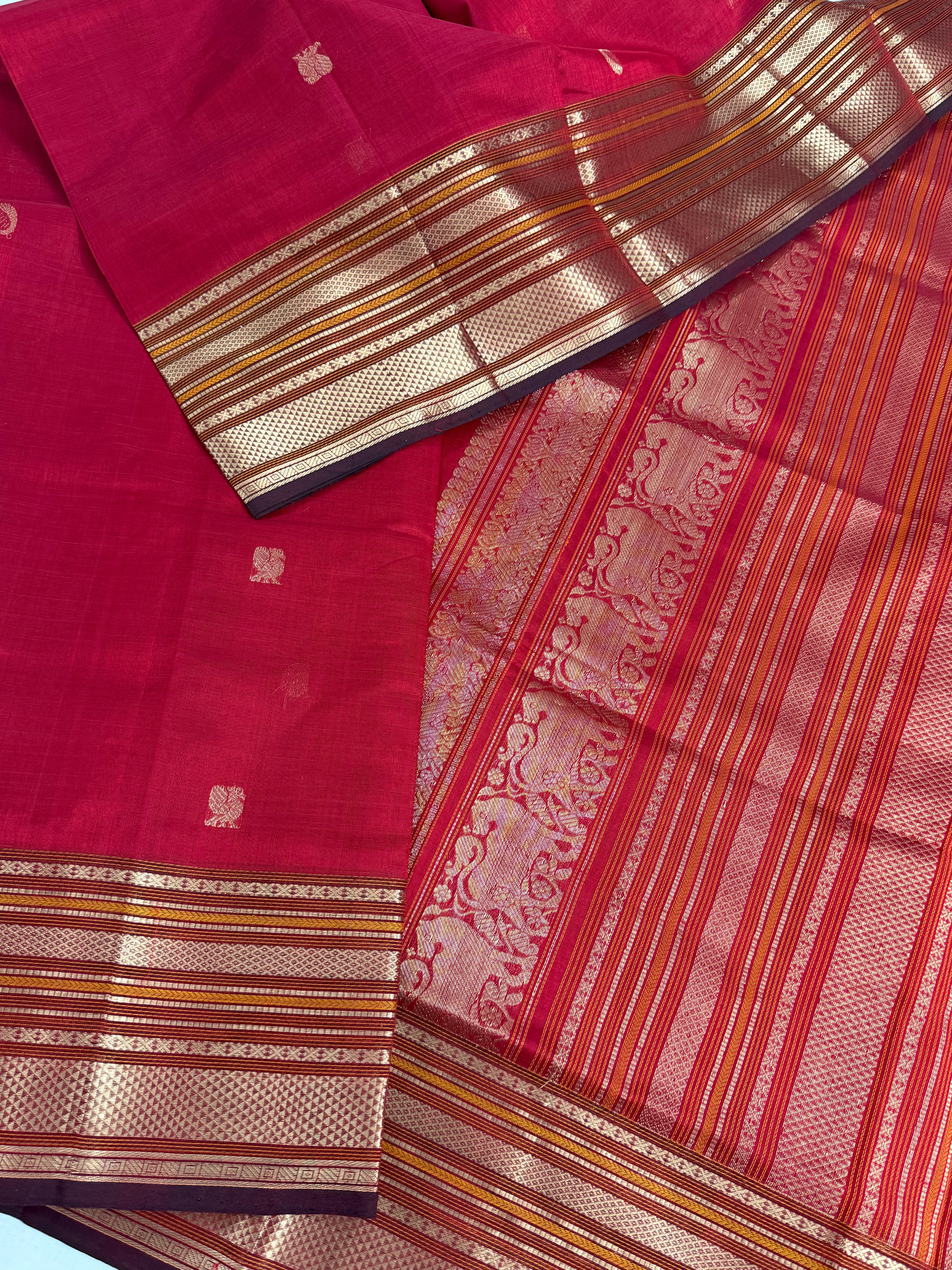 Handwoven Silk Cotton with Zari motifs