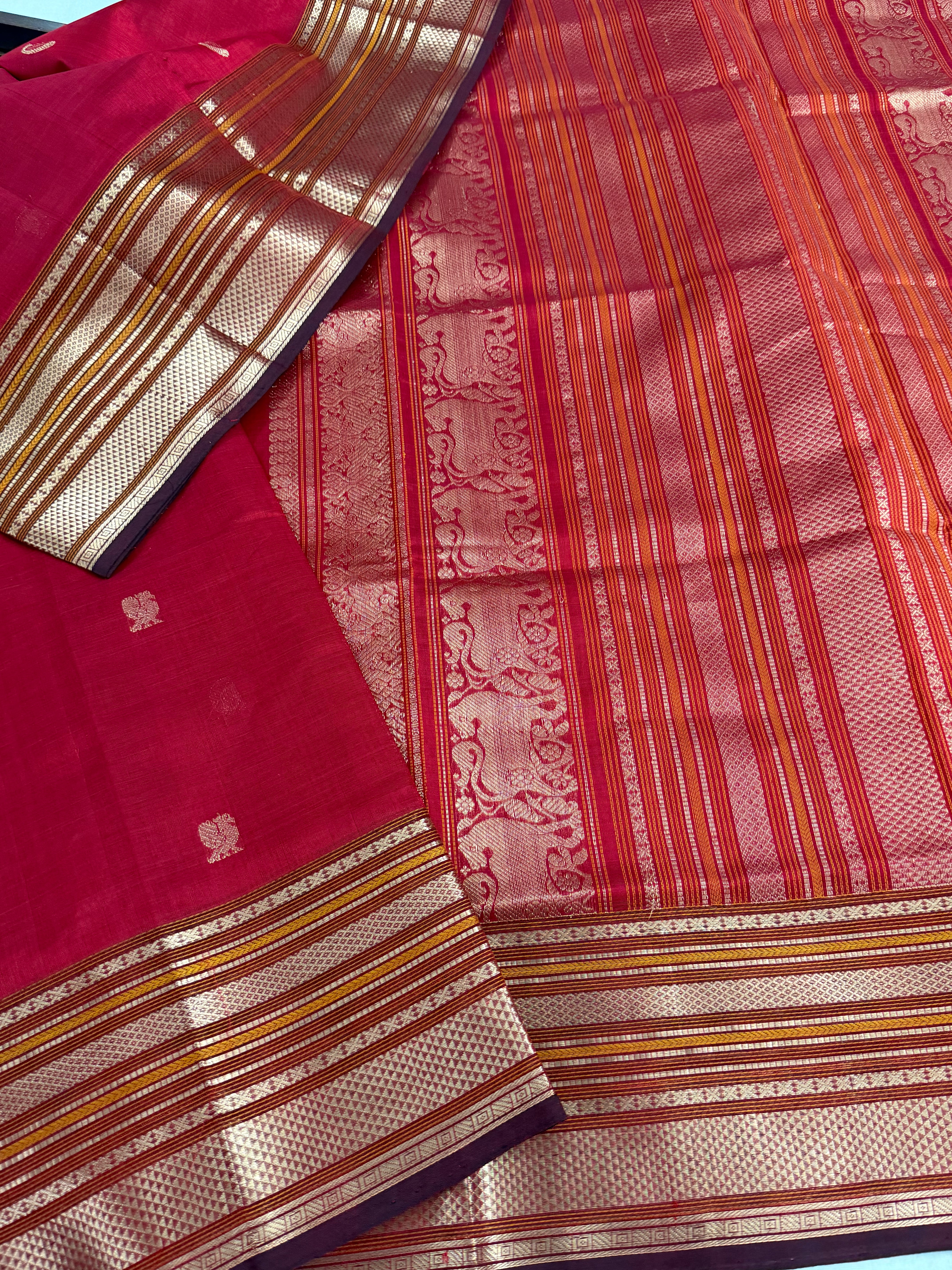Handwoven Silk Cotton with Zari motifs