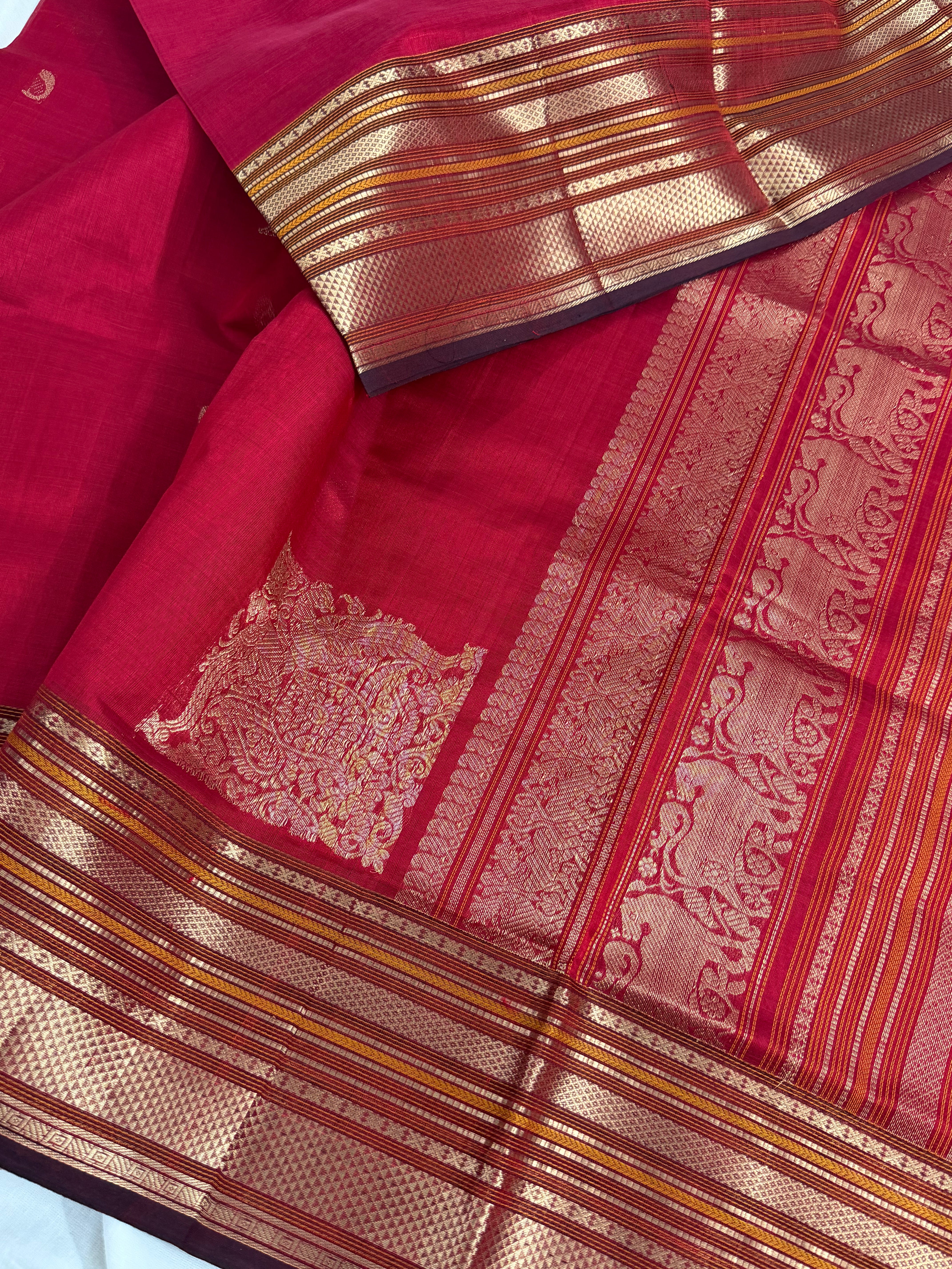 Handwoven Silk Cotton with Zari motifs