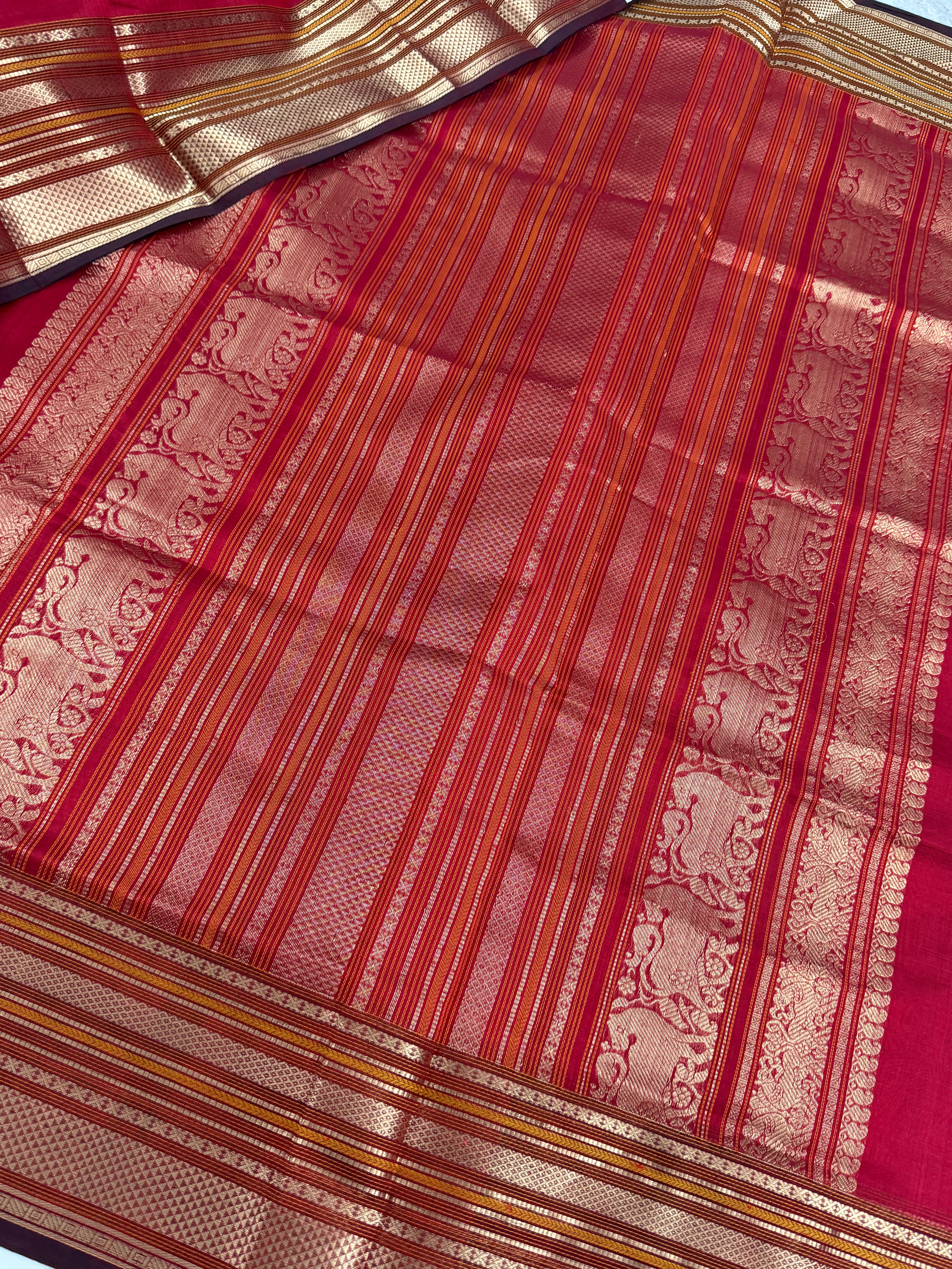Handwoven Silk Cotton with Zari motifs