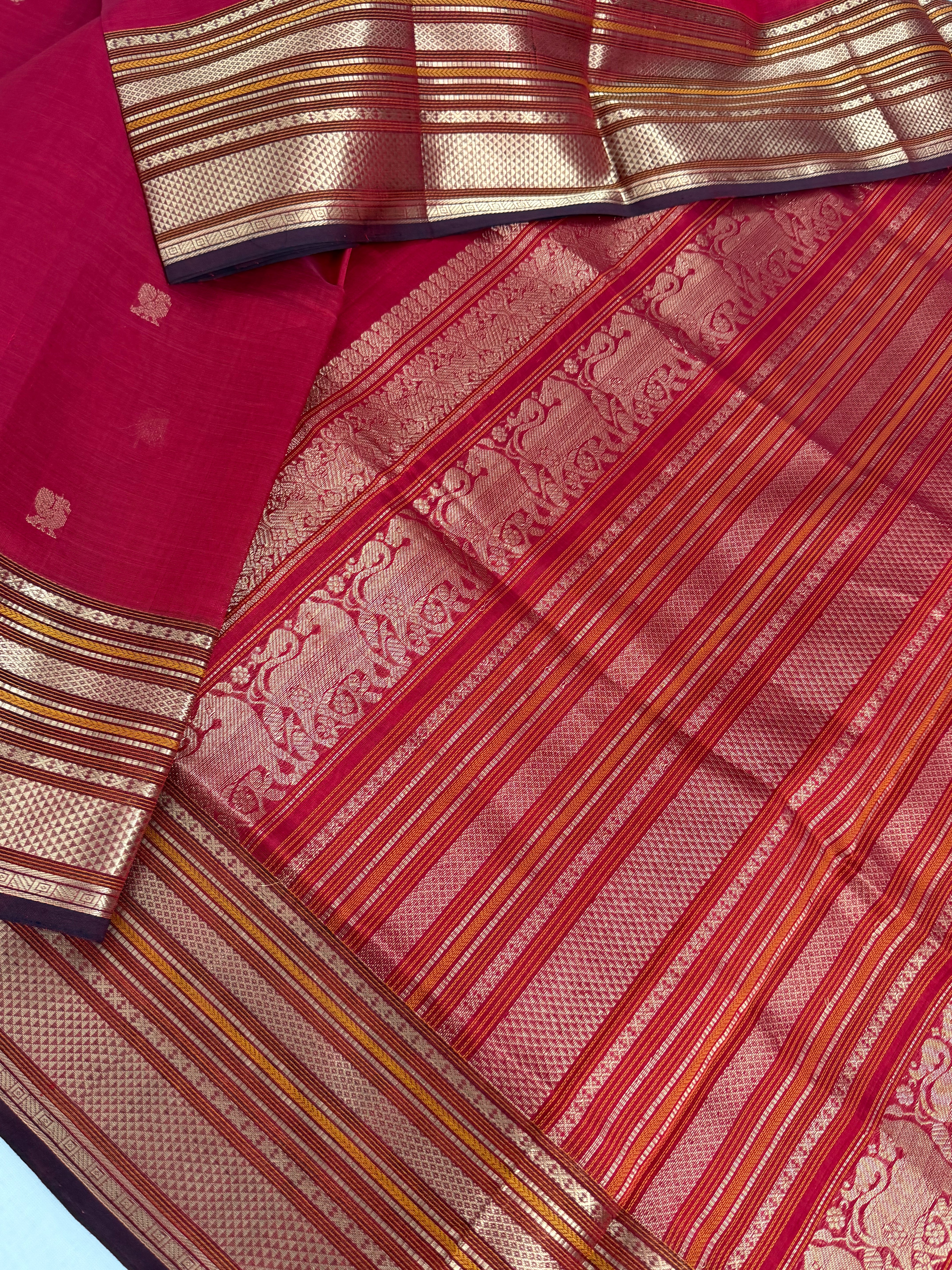 Handwoven Silk Cotton with Zari motifs