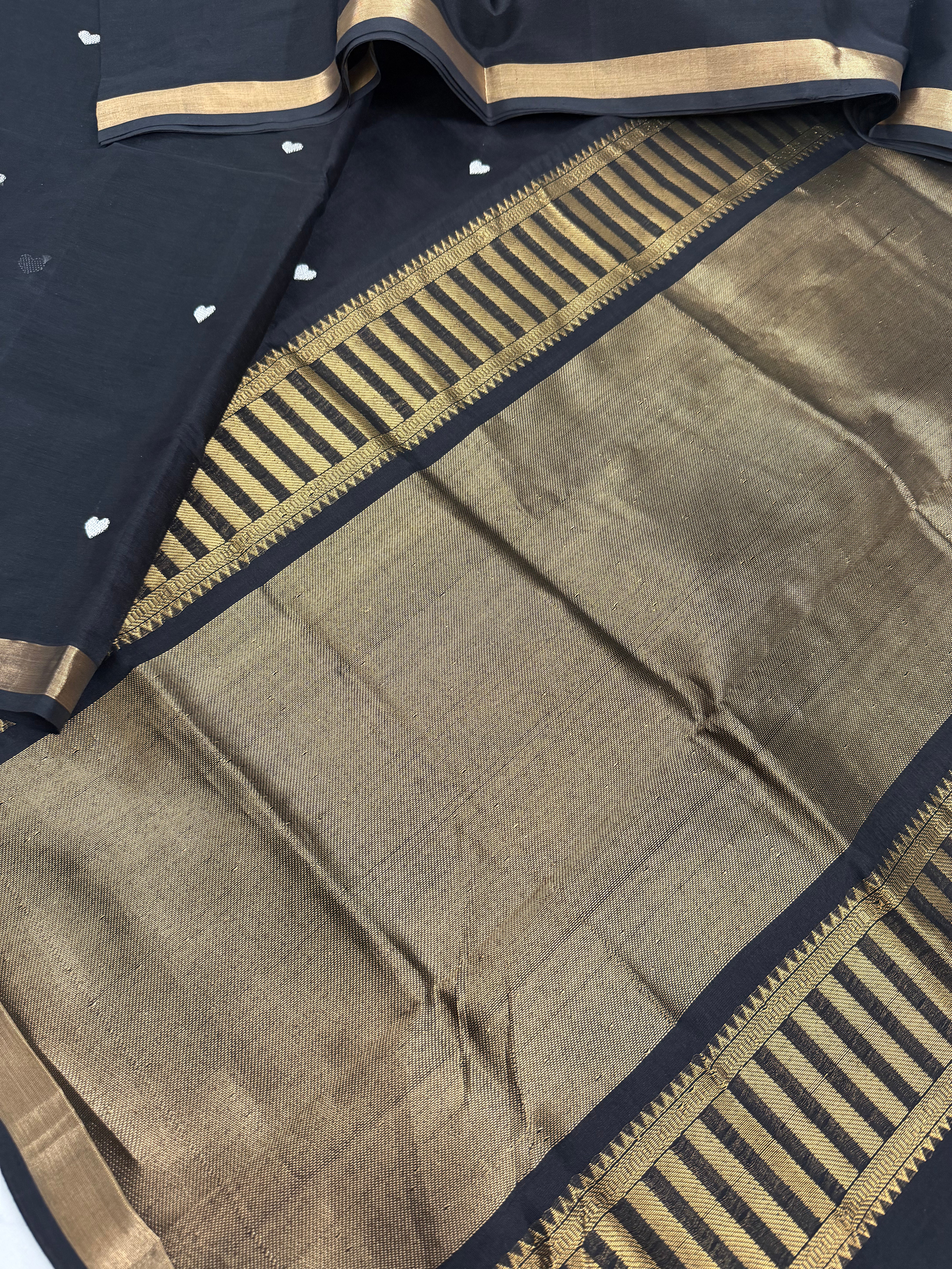 Handwoven Silk Cotton with Zari motifs