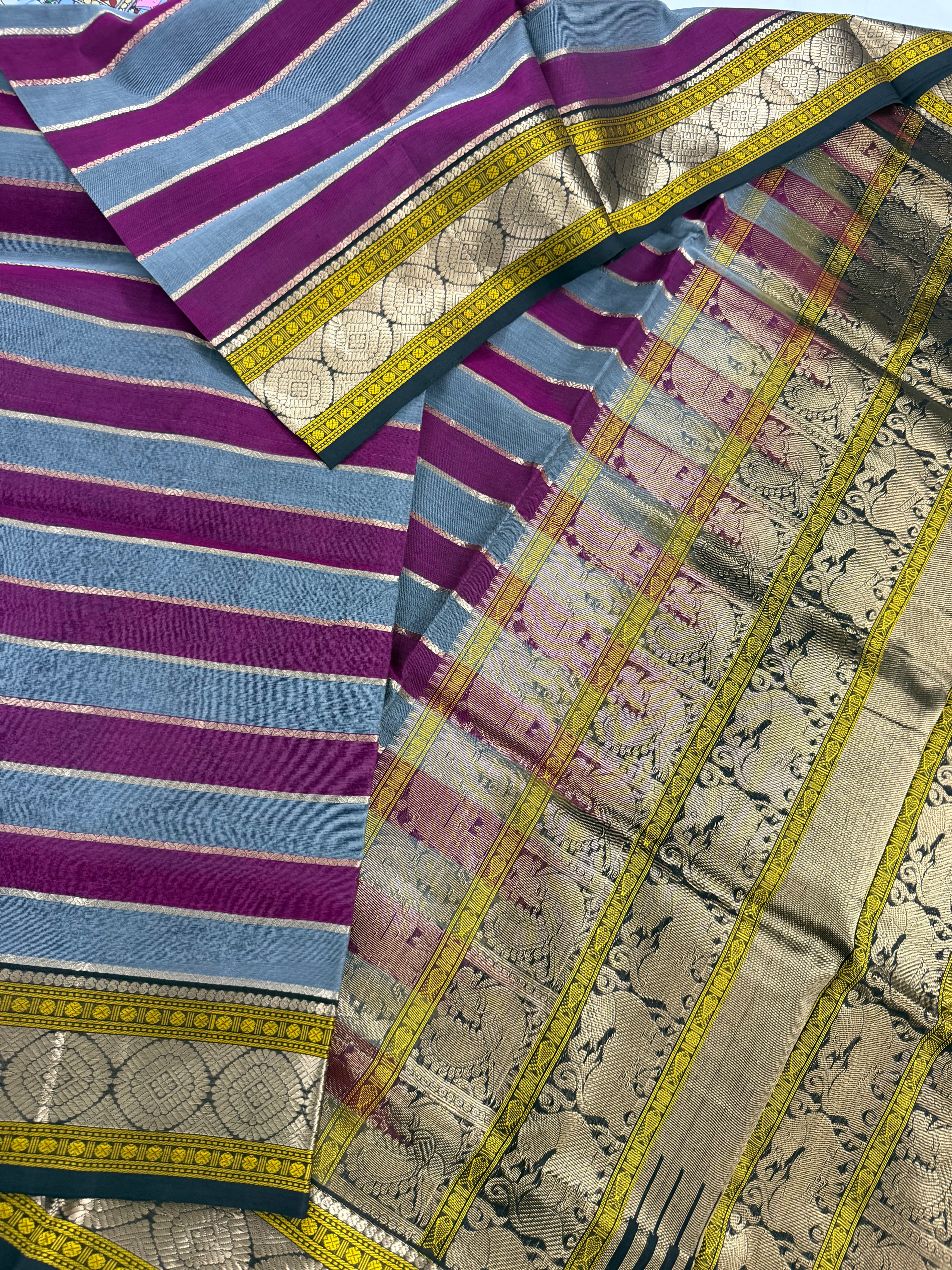 Handwoven Silk Cotton with Zari motifs