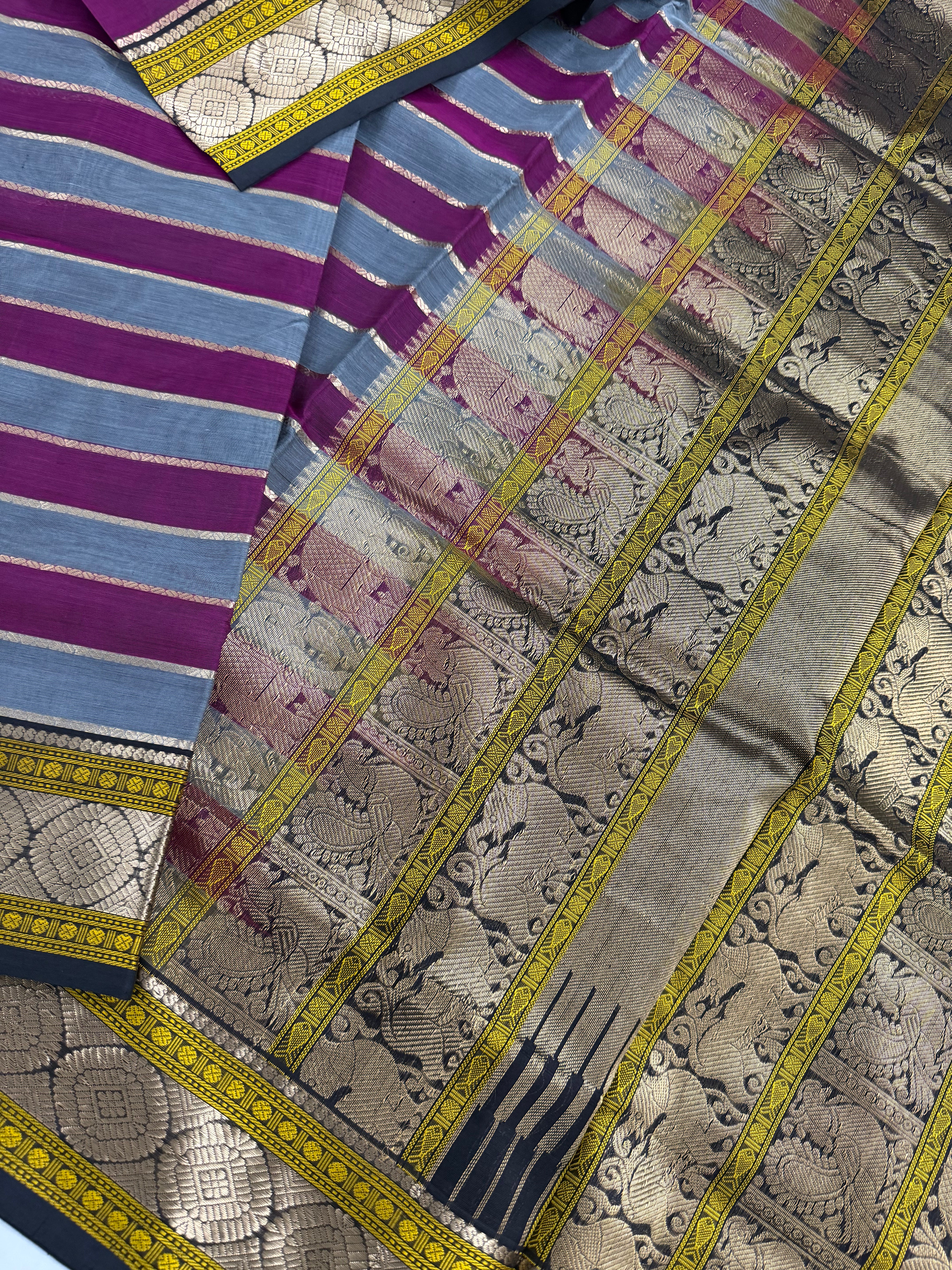 Handwoven Silk Cotton with Zari motifs