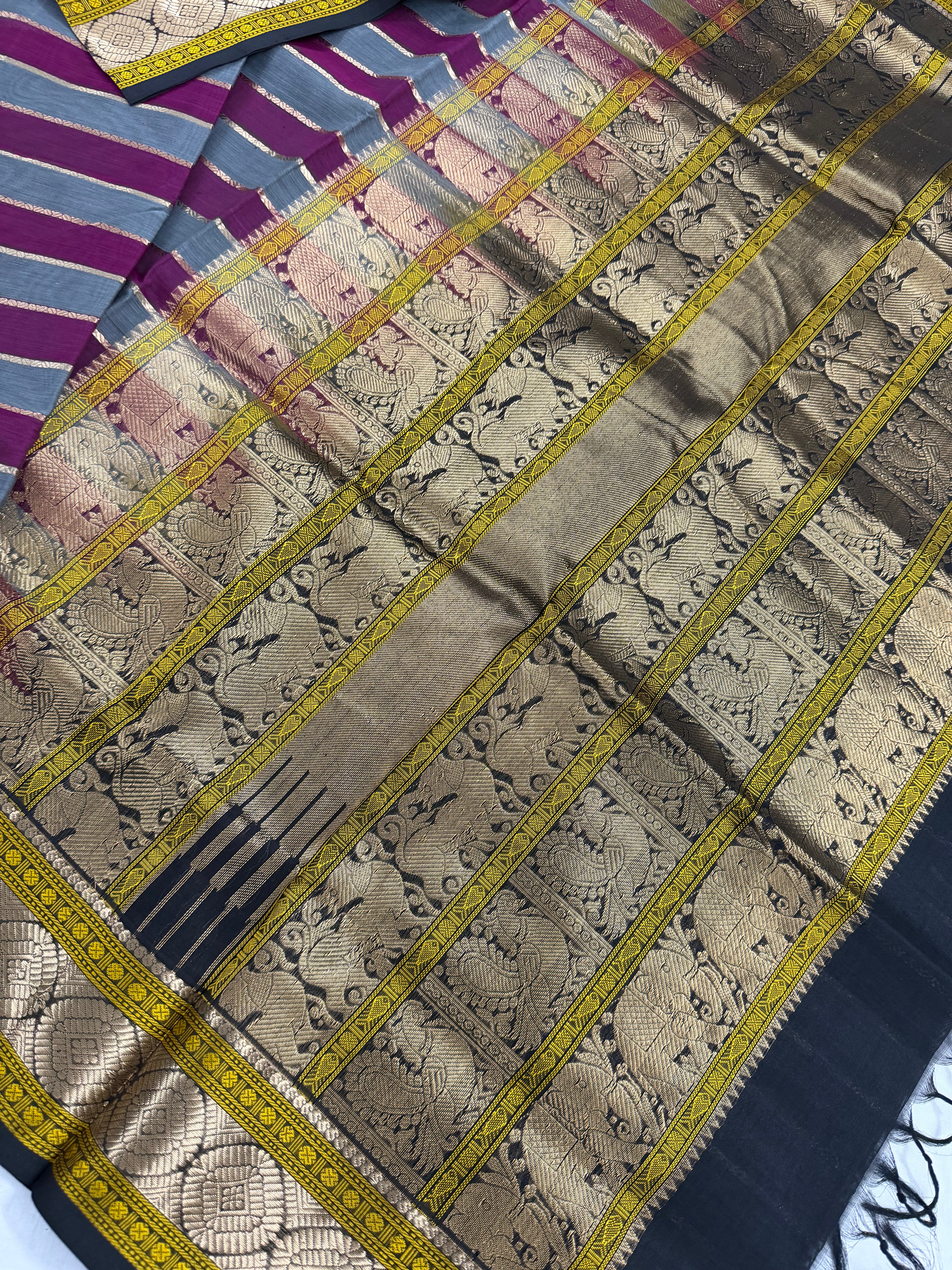 Handwoven Silk Cotton with Zari motifs