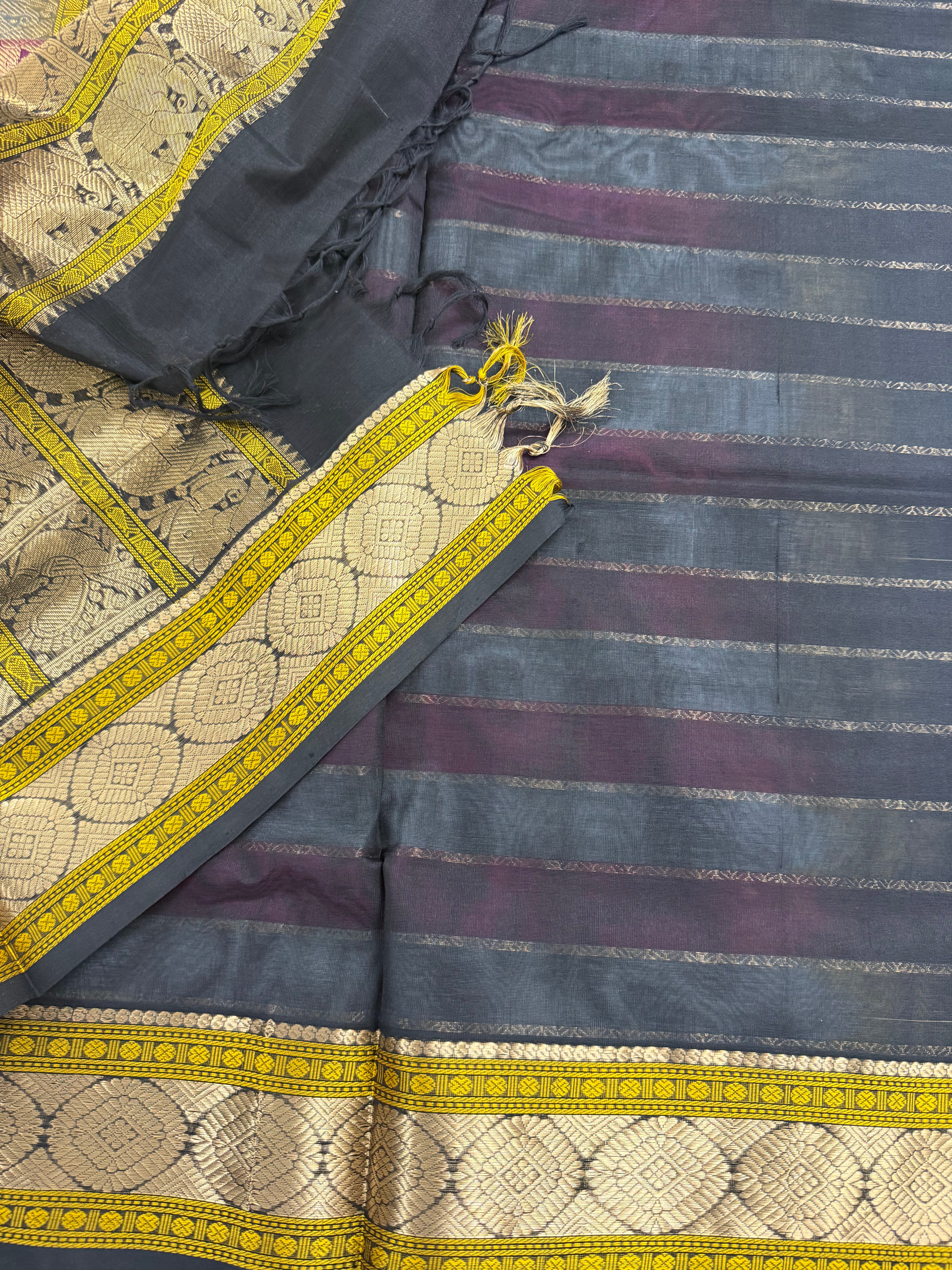 Handwoven Silk Cotton with Zari motifs